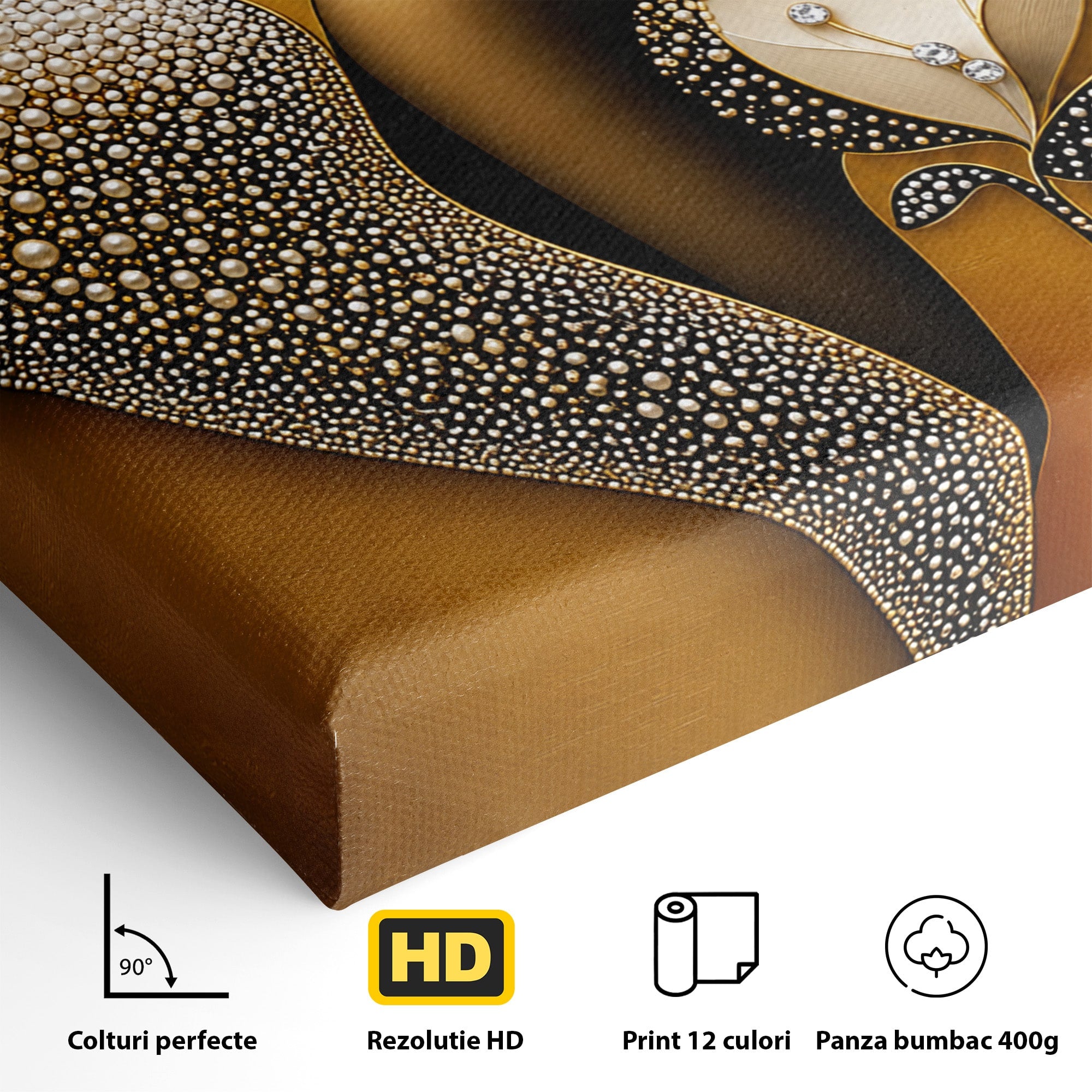 Tablou Canvas Premium LuxCanva® U1228, Femeie Cu Flori Perlate, Flori, Arta Abstracta, Eleganta, Femeie, Dormitor, Culori Vibrante