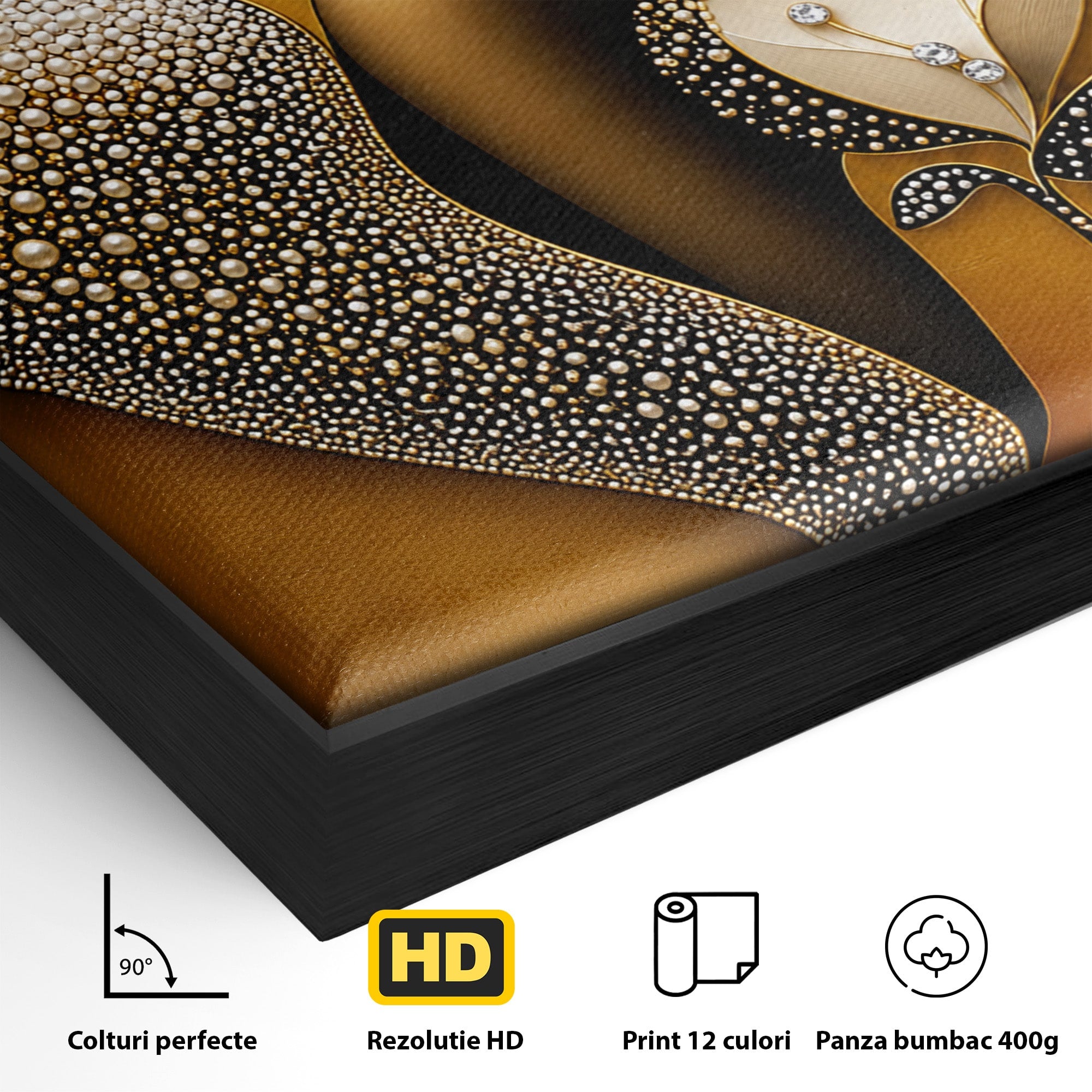 Tablou Canvas Premium LuxCanva® U1228, Femeie Cu Flori Perlate, Flori, Arta Abstracta, Eleganta, Femeie, Dormitor, Culori Vibrante