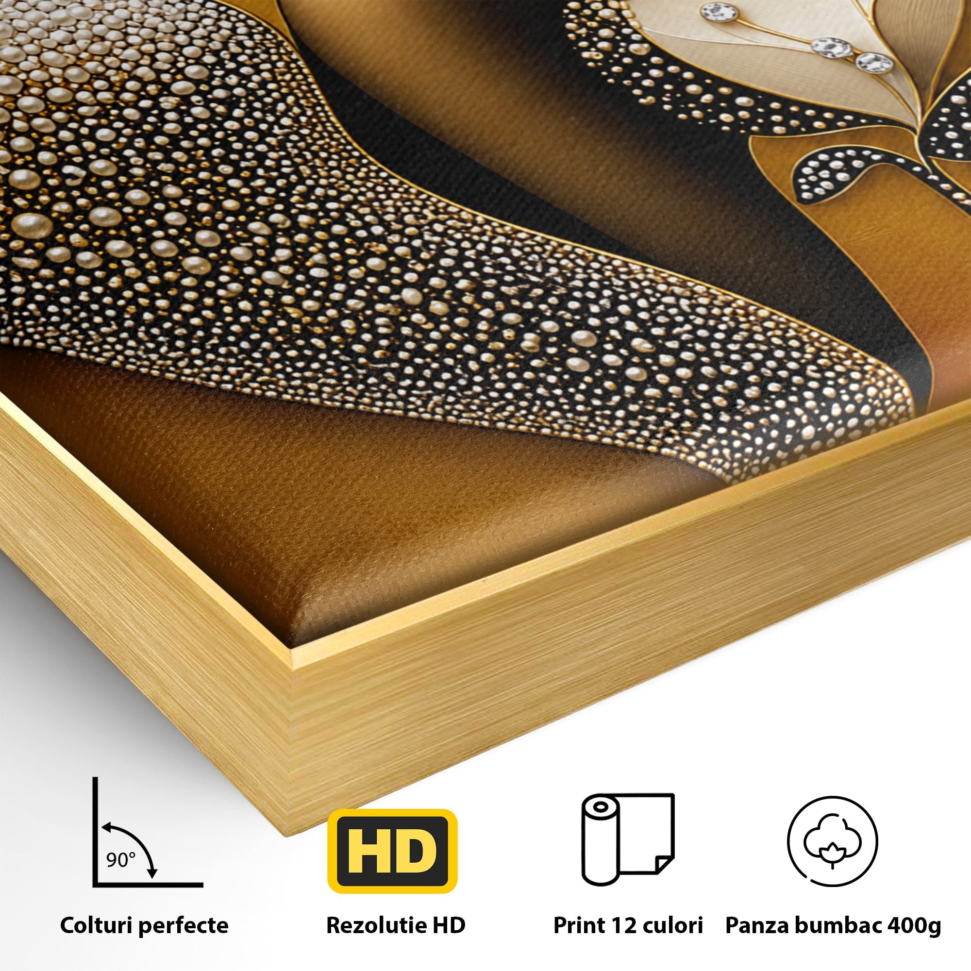 Tablou Canvas Premium LuxCanva® U1228, Femeie Cu Flori Perlate, Flori, Arta Abstracta, Eleganta, Femeie, Dormitor, Culori Vibrante