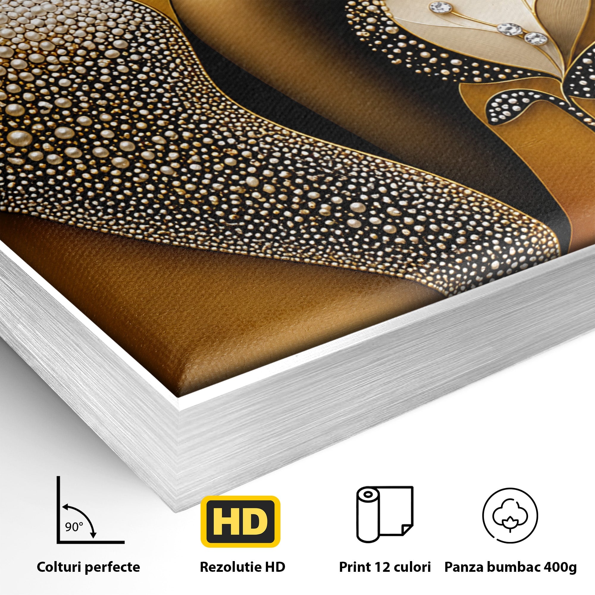 Tablou Canvas Premium LuxCanva® U1228, Femeie Cu Flori Perlate, Flori, Arta Abstracta, Eleganta, Femeie, Dormitor, Culori Vibrante