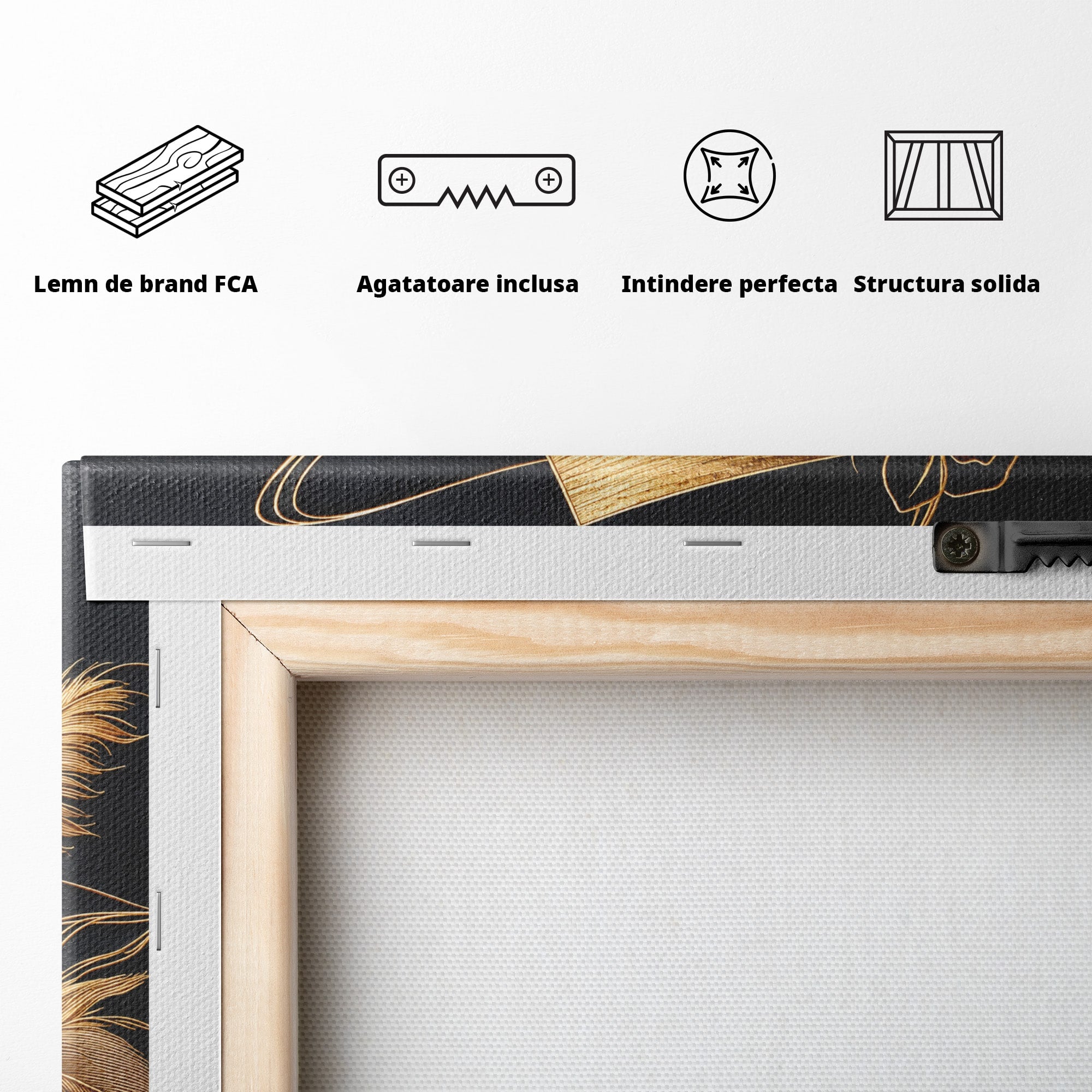 Tablou Canvas Premium LuxCanva® U1229, Misterioasa In Aur, Femeie, Eleganta, Moda, Portret, Dormitor, Birou, Culori Vibrante