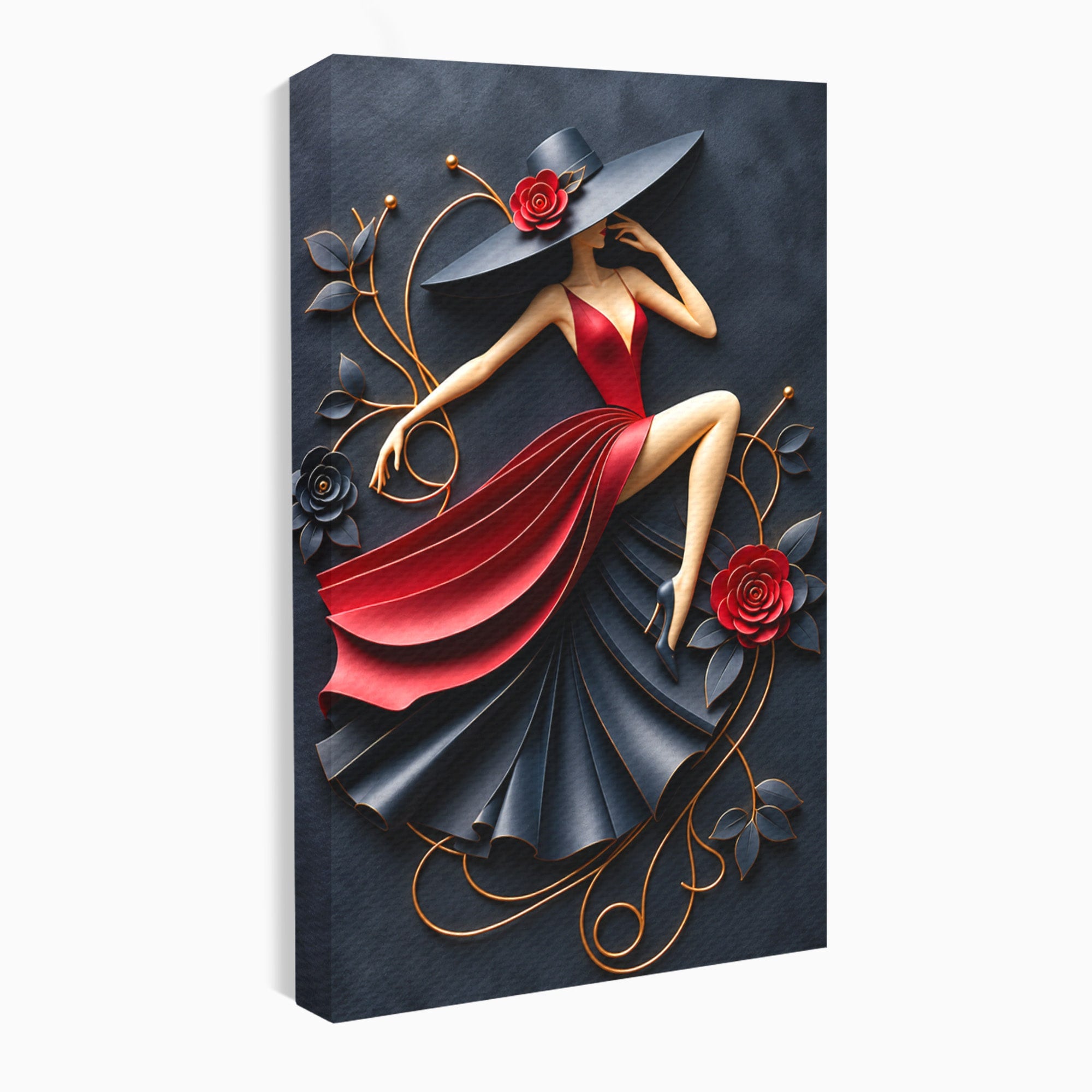 Tablou Canvas Premium LuxCanva® U1231, Dansatoarea Eleganta, Dansatoare, Eleganta, Moda, Arta, Living, Dansatoare, Eleganta, Culori Vibrante