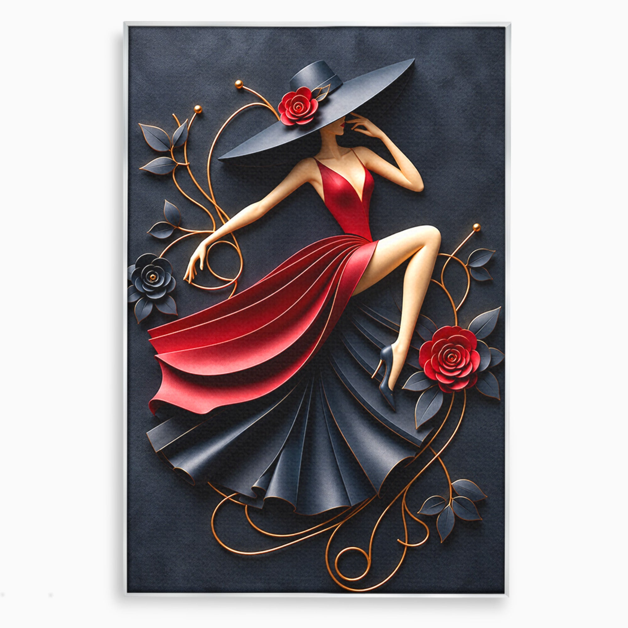 Tablou Canvas Premium LuxCanva® U1231, Dansatoarea Eleganta, Dansatoare, Eleganta, Moda, Arta, Living, Dansatoare, Eleganta, Culori Vibrante