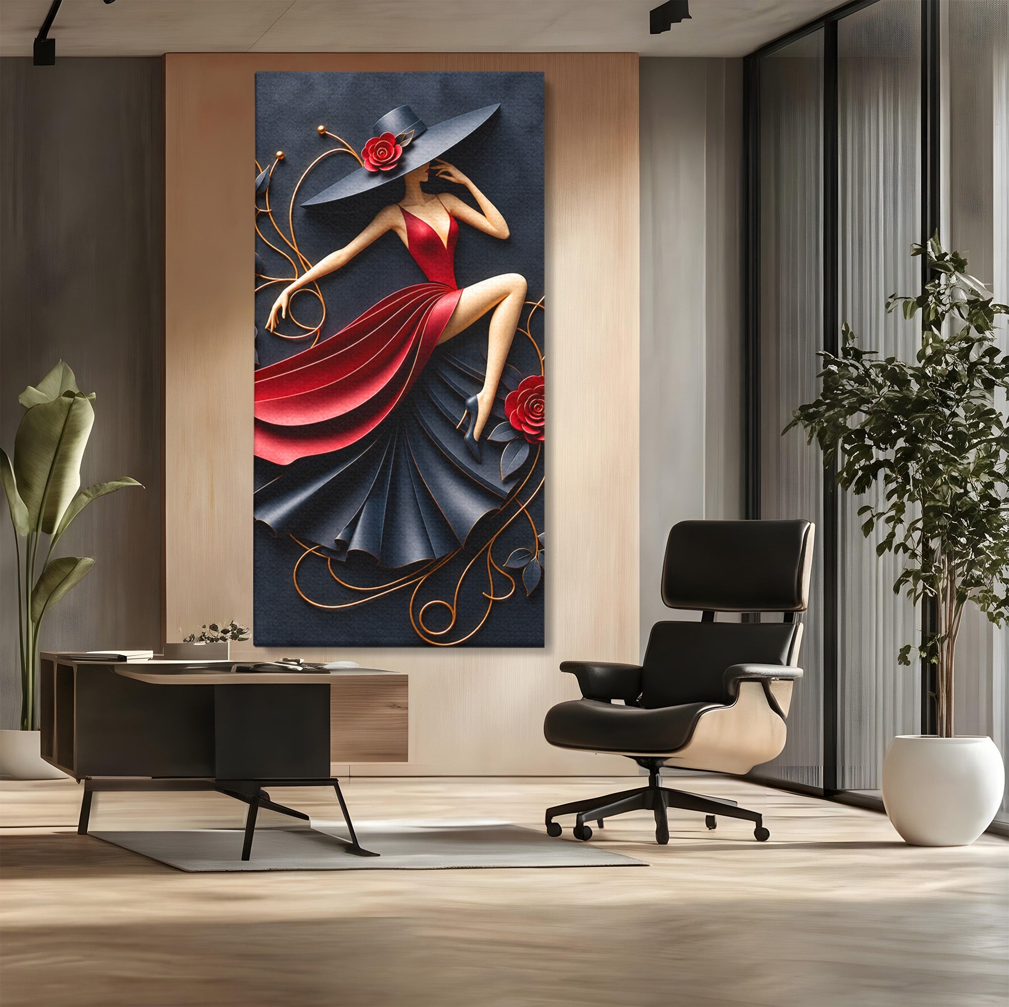Tablou Canvas Premium LuxCanva® U1231, Dansatoarea Eleganta, Dansatoare, Eleganta, Moda, Arta, Living, Dansatoare, Eleganta, Culori Vibrante