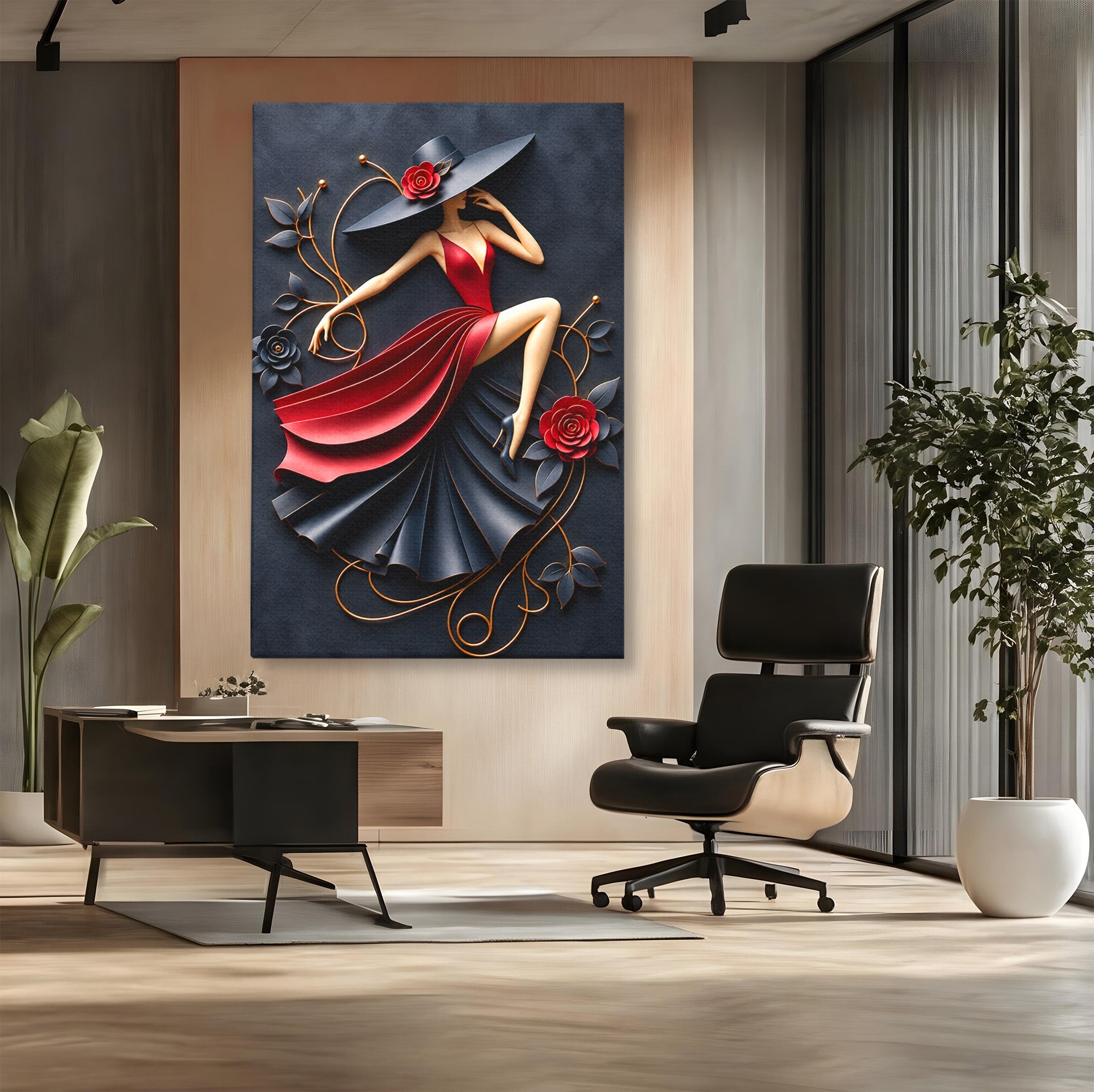 Tablou Canvas Premium LuxCanva® U1231, Dansatoarea Eleganta, Dansatoare, Eleganta, Moda, Arta, Living, Dansatoare, Eleganta, Culori Vibrante
