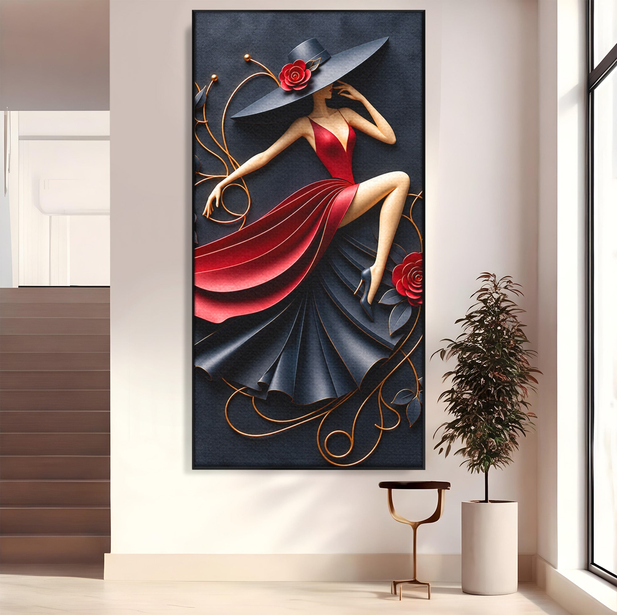 Tablou Canvas Premium LuxCanva® U1231, Dansatoarea Eleganta, Dansatoare, Eleganta, Moda, Arta, Living, Dansatoare, Eleganta, Culori Vibrante