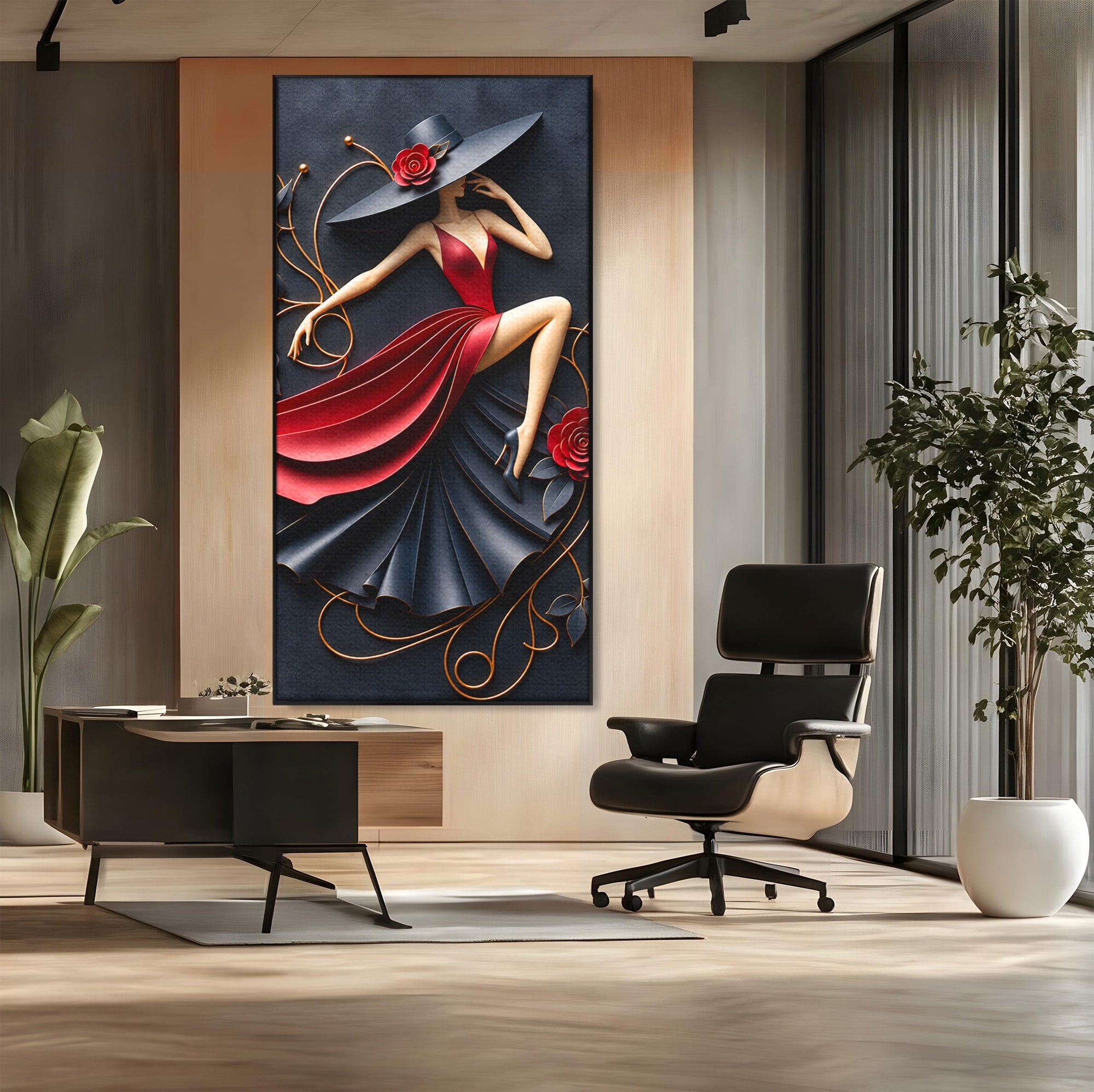 Tablou Canvas Premium LuxCanva® U1231, Dansatoarea Eleganta, Dansatoare, Eleganta, Moda, Arta, Living, Dansatoare, Eleganta, Culori Vibrante