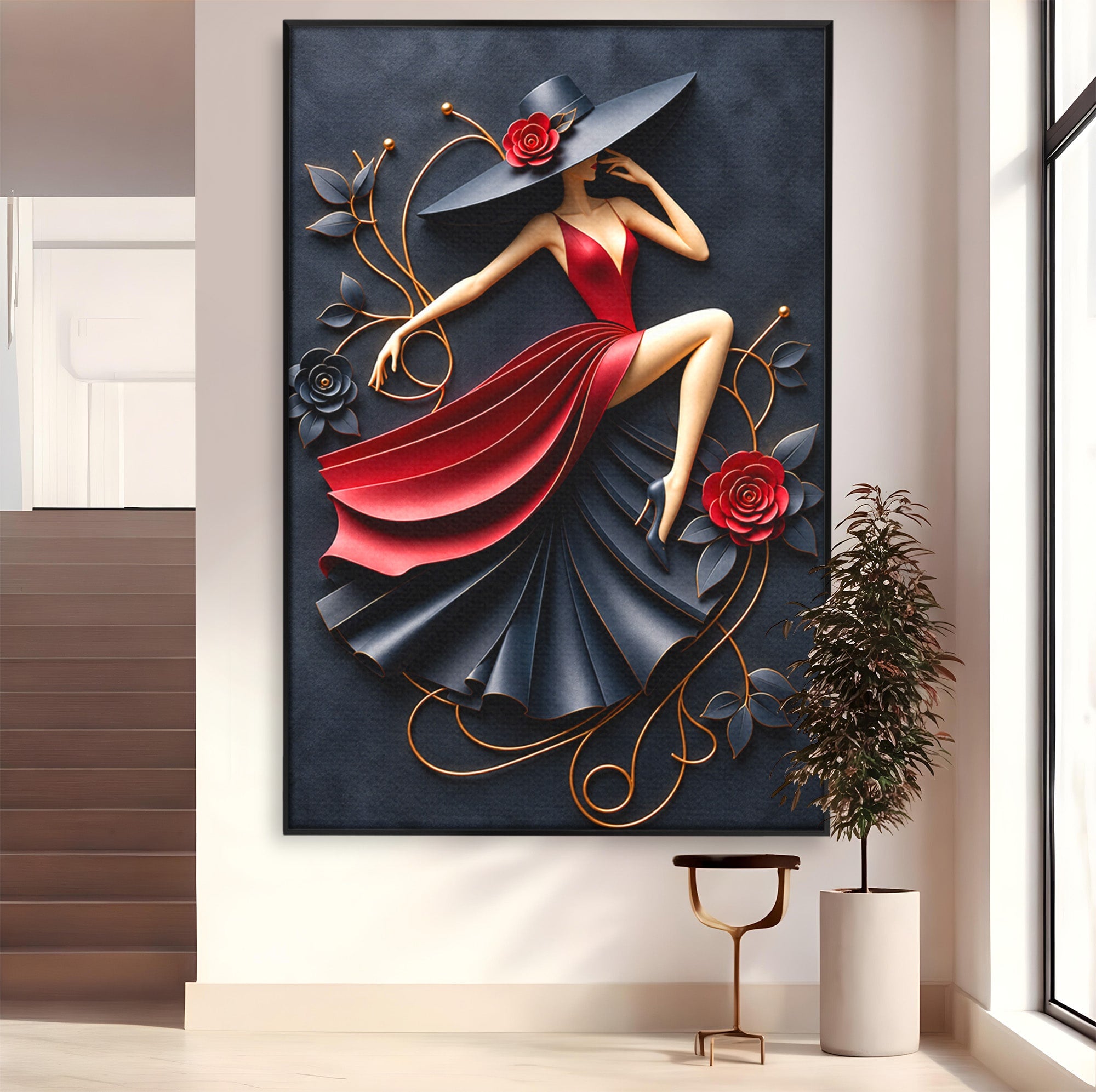 Tablou Canvas Premium LuxCanva® U1231, Dansatoarea Eleganta, Dansatoare, Eleganta, Moda, Arta, Living, Dansatoare, Eleganta, Culori Vibrante