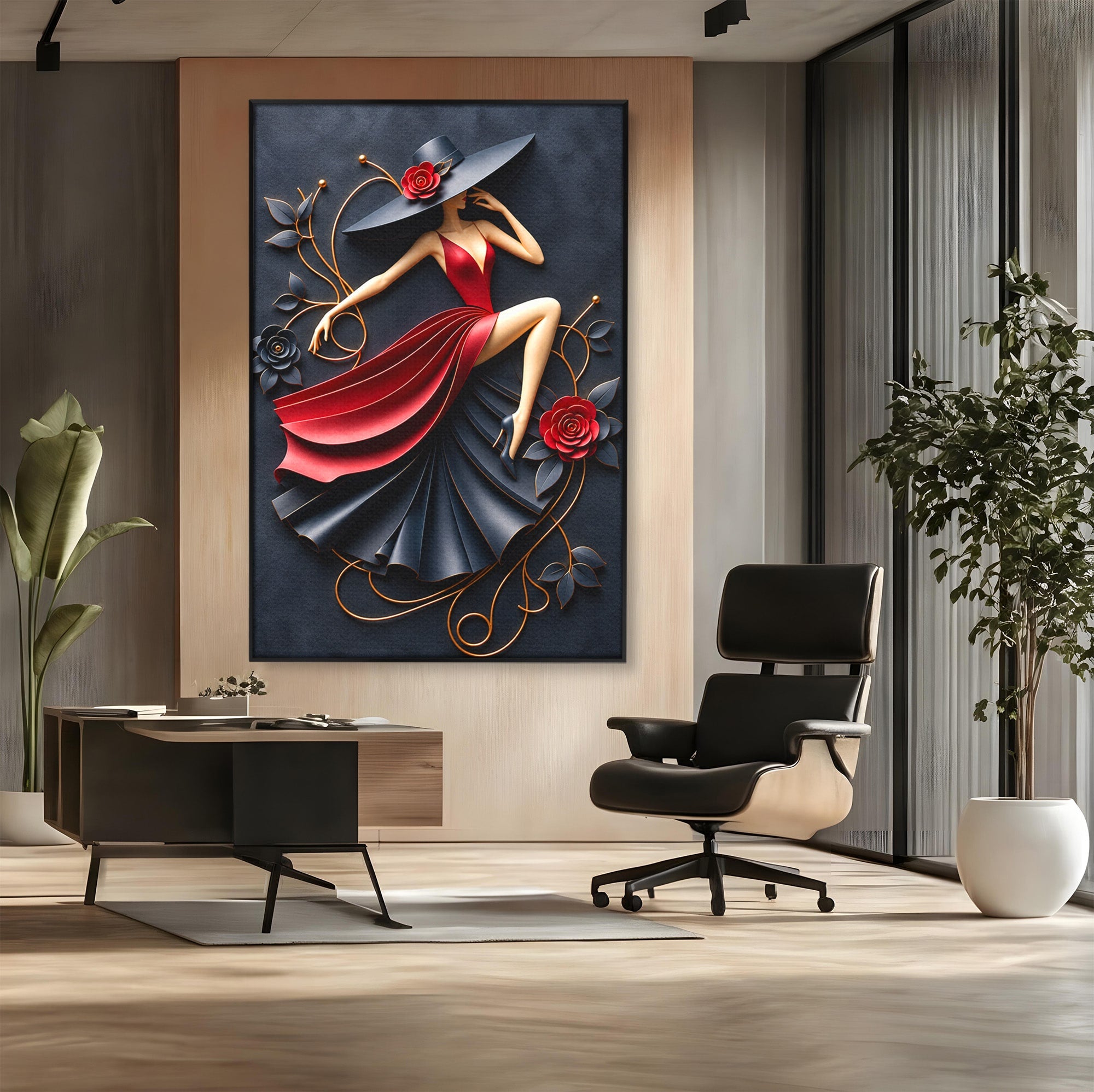 Tablou Canvas Premium LuxCanva® U1231, Dansatoarea Eleganta, Dansatoare, Eleganta, Moda, Arta, Living, Dansatoare, Eleganta, Culori Vibrante