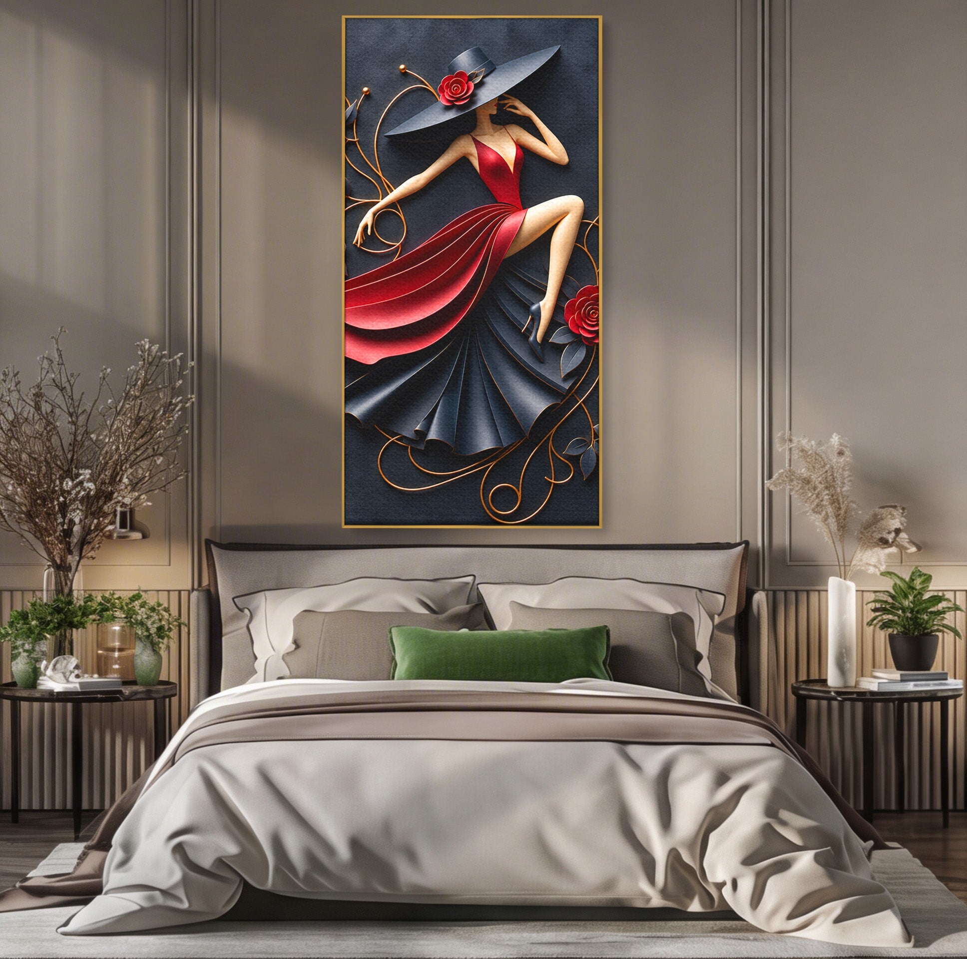 Tablou Canvas Premium LuxCanva® U1231, Dansatoarea Eleganta, Dansatoare, Eleganta, Moda, Arta, Living, Dansatoare, Eleganta, Culori Vibrante