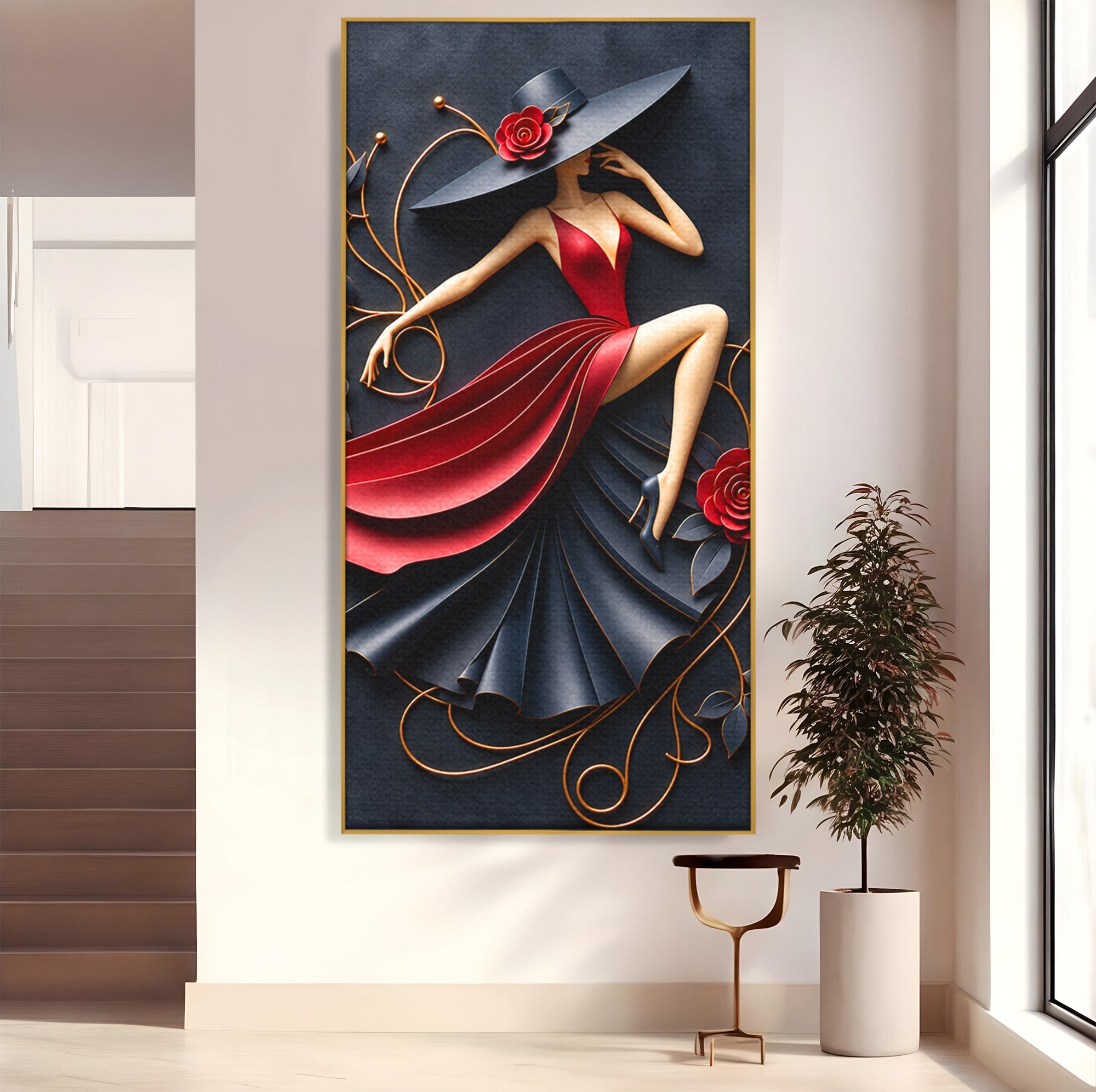 Tablou Canvas Premium LuxCanva® U1231, Dansatoarea Eleganta, Dansatoare, Eleganta, Moda, Arta, Living, Dansatoare, Eleganta, Culori Vibrante