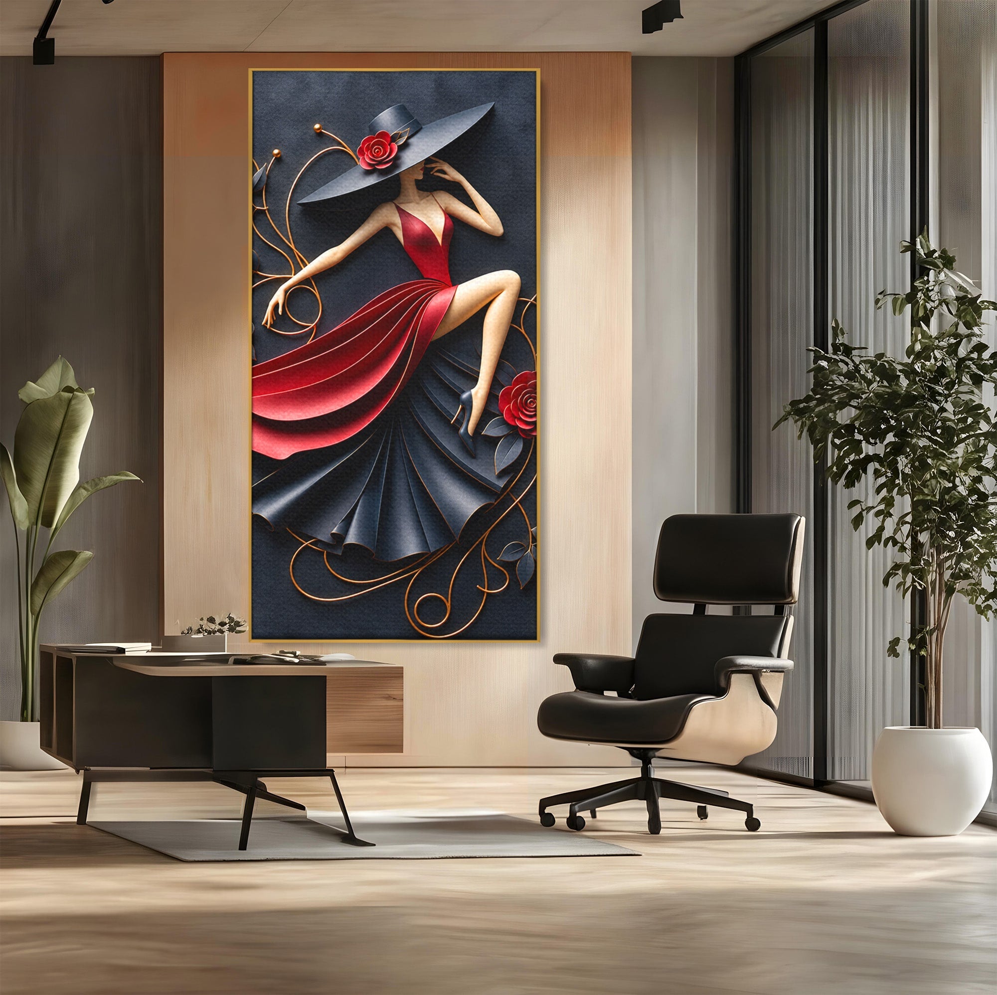 Tablou Canvas Premium LuxCanva® U1231, Dansatoarea Eleganta, Dansatoare, Eleganta, Moda, Arta, Living, Dansatoare, Eleganta, Culori Vibrante