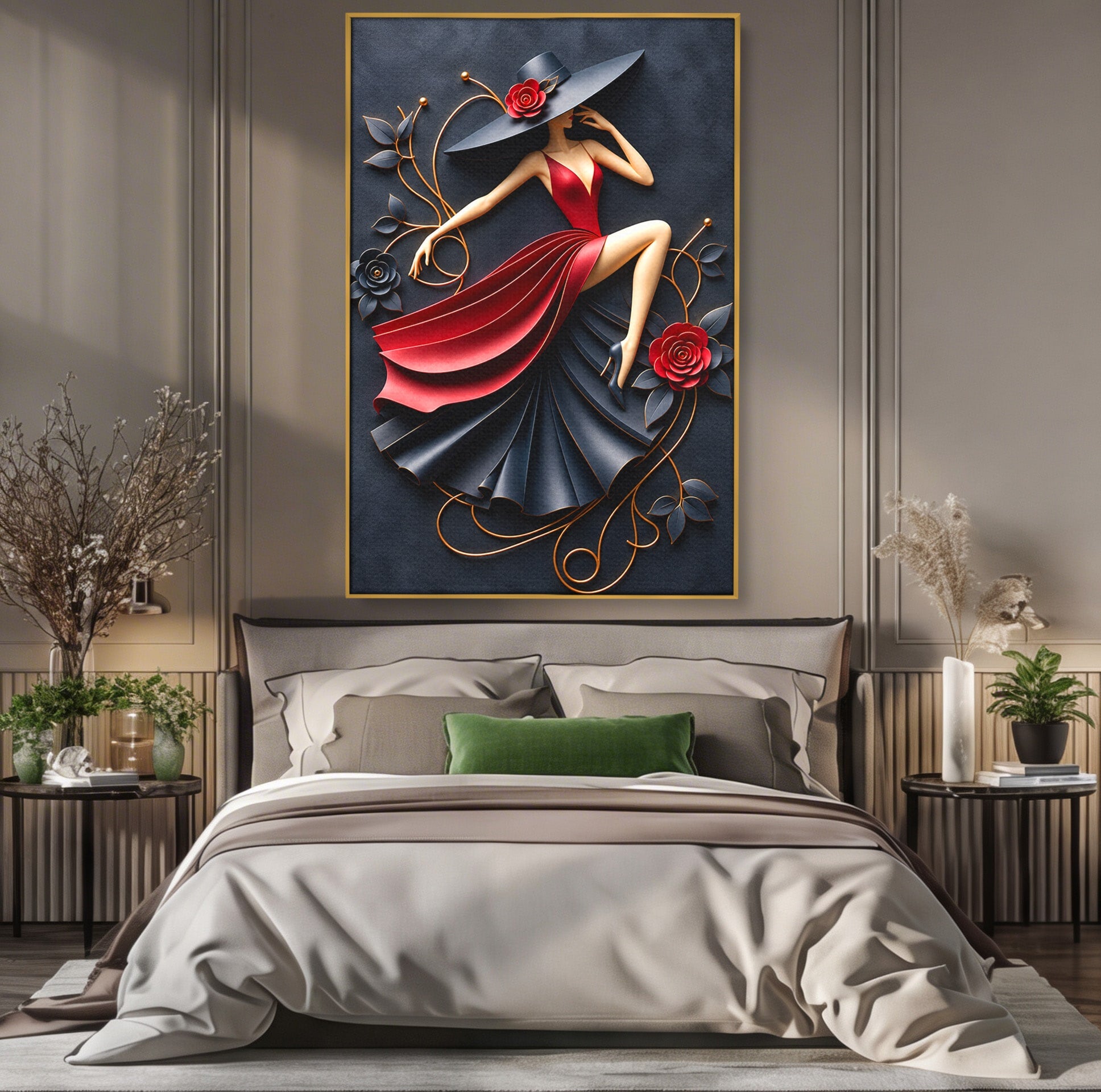 Tablou Canvas Premium LuxCanva® U1231, Dansatoarea Eleganta, Dansatoare, Eleganta, Moda, Arta, Living, Dansatoare, Eleganta, Culori Vibrante