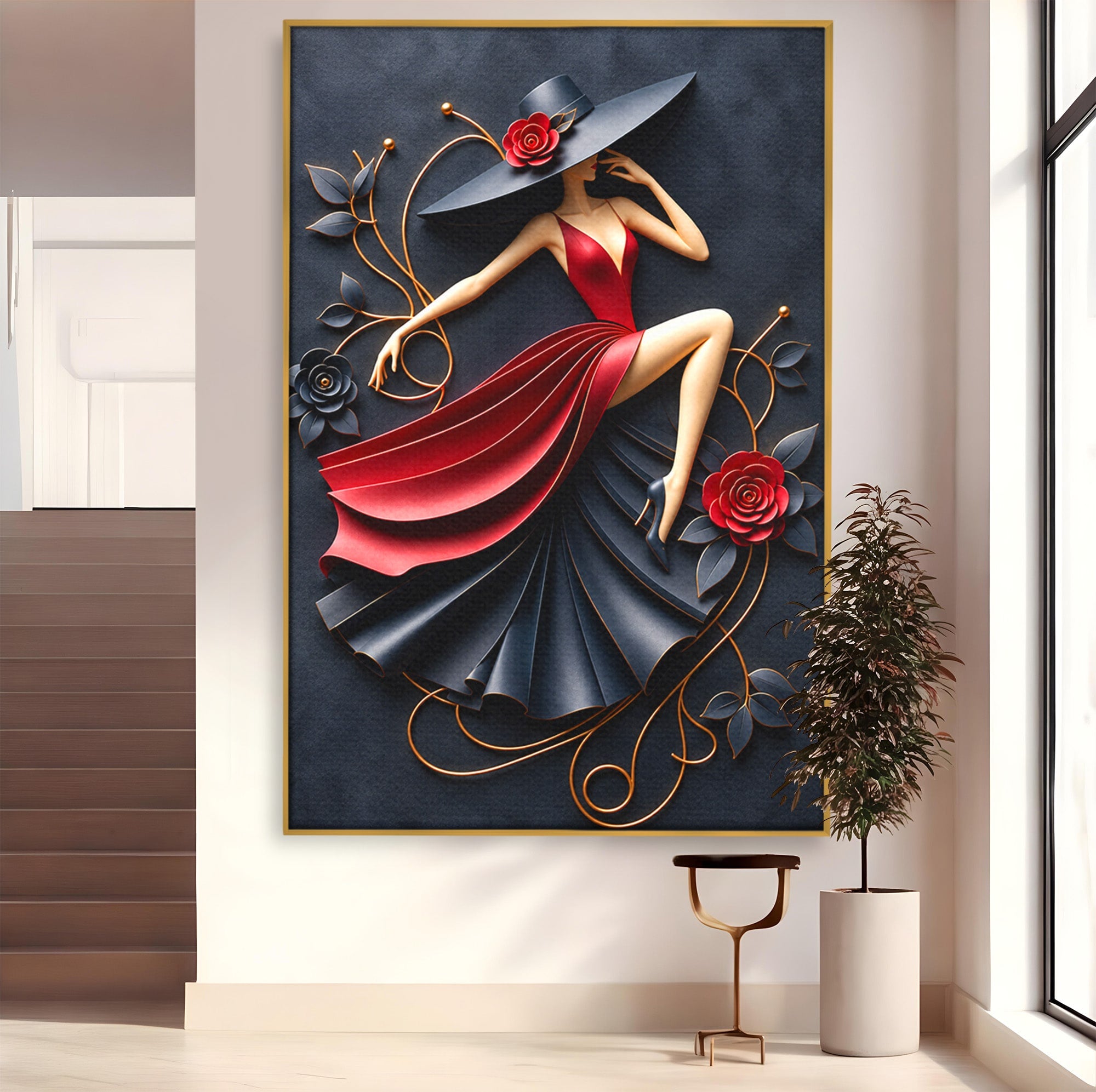 Tablou Canvas Premium LuxCanva® U1231, Dansatoarea Eleganta, Dansatoare, Eleganta, Moda, Arta, Living, Dansatoare, Eleganta, Culori Vibrante