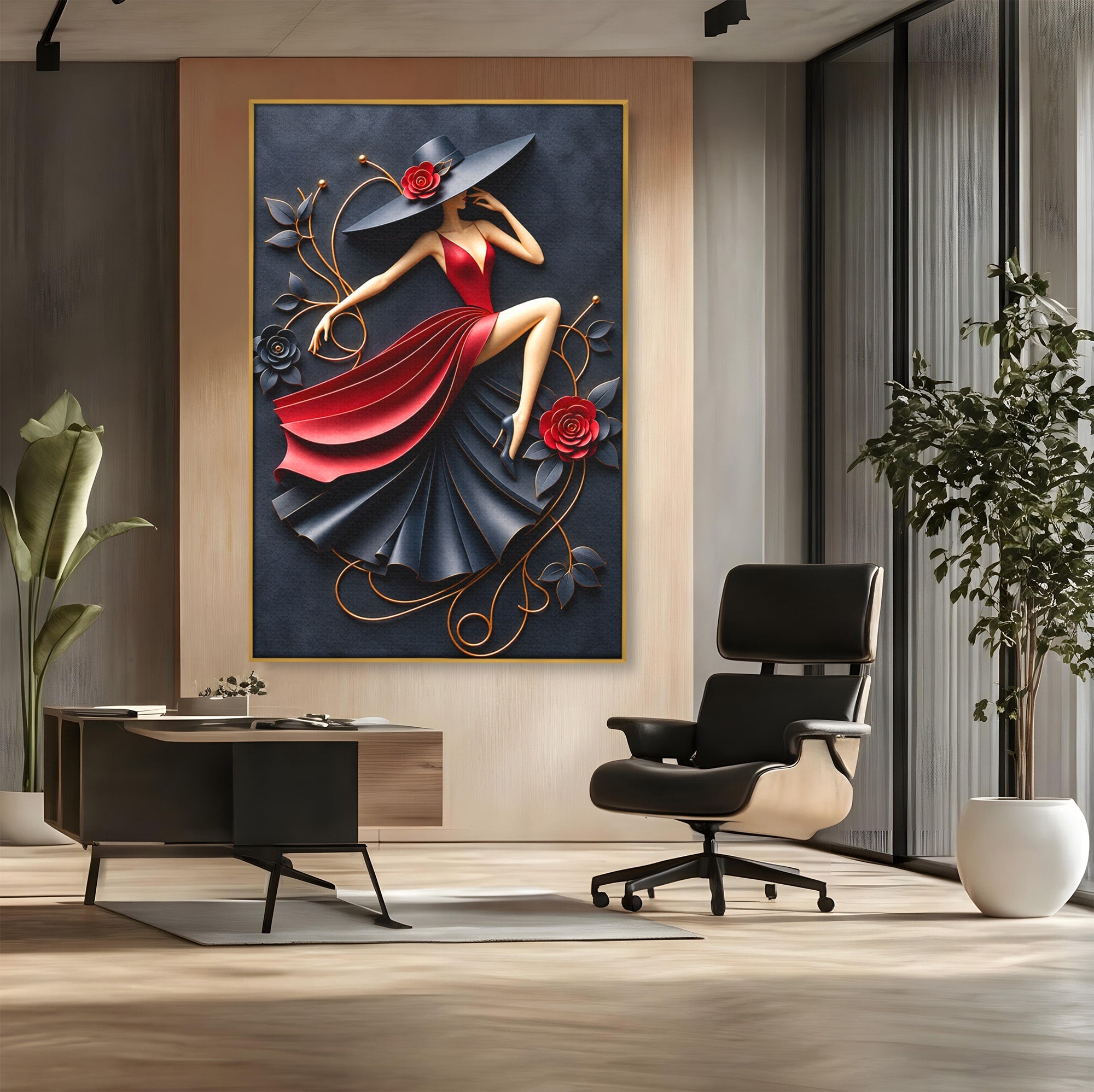 Tablou Canvas Premium LuxCanva® U1231, Dansatoarea Eleganta, Dansatoare, Eleganta, Moda, Arta, Living, Dansatoare, Eleganta, Culori Vibrante