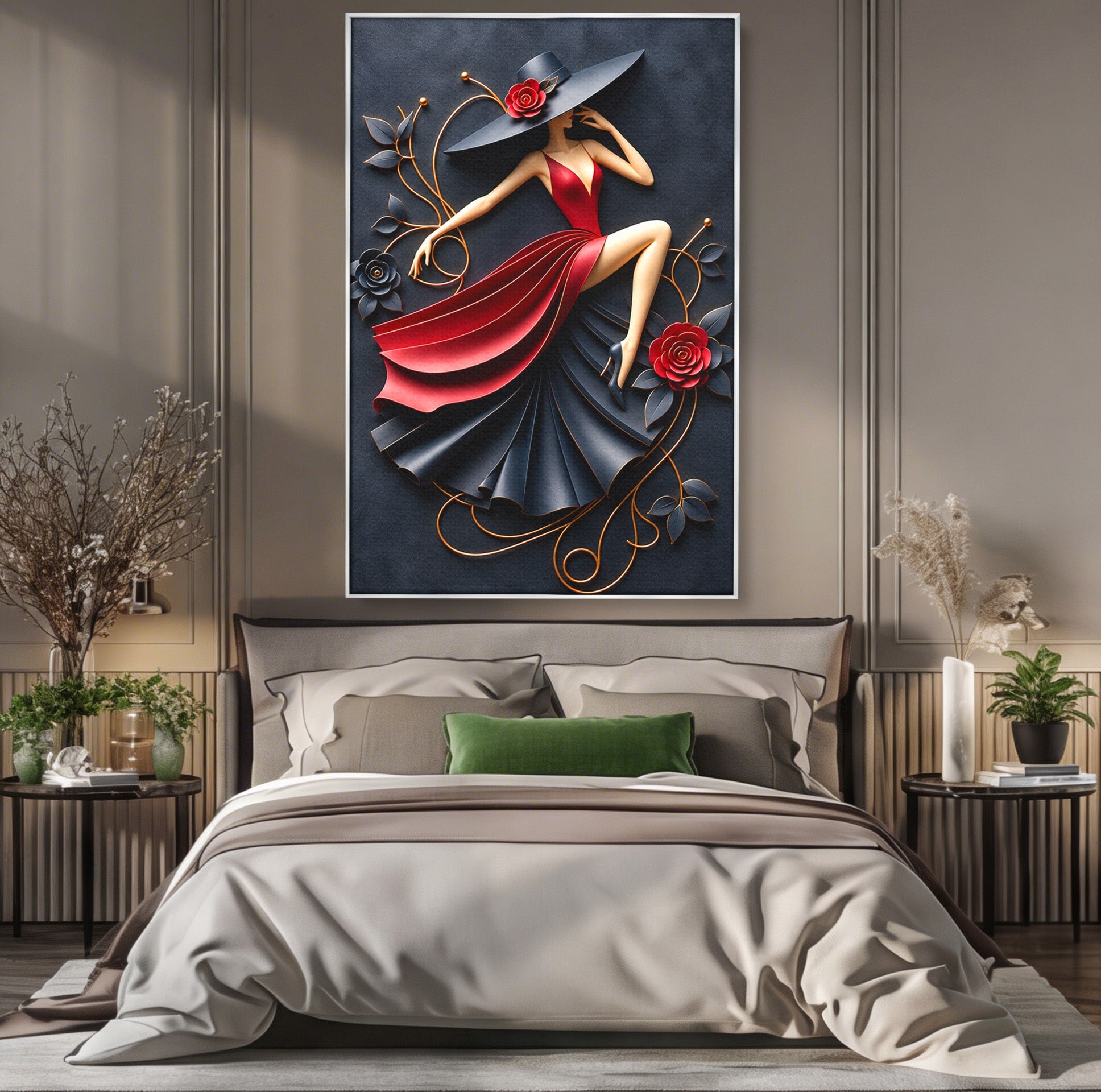 Tablou Canvas Premium LuxCanva® U1231, Dansatoarea Eleganta, Dansatoare, Eleganta, Moda, Arta, Living, Dansatoare, Eleganta, Culori Vibrante