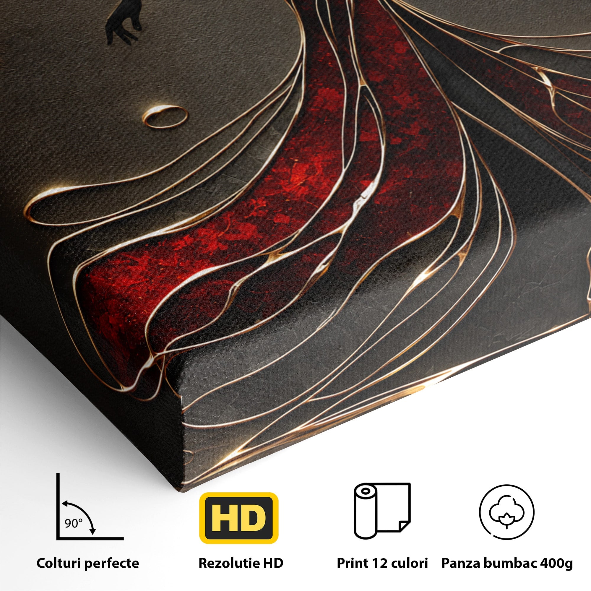 Tablou Canvas Premium LuxCanva® U1232, Dansatoare in Rosu, Femeie, Moda, Silhouette, Eleganta, Living, Culori Vibrante