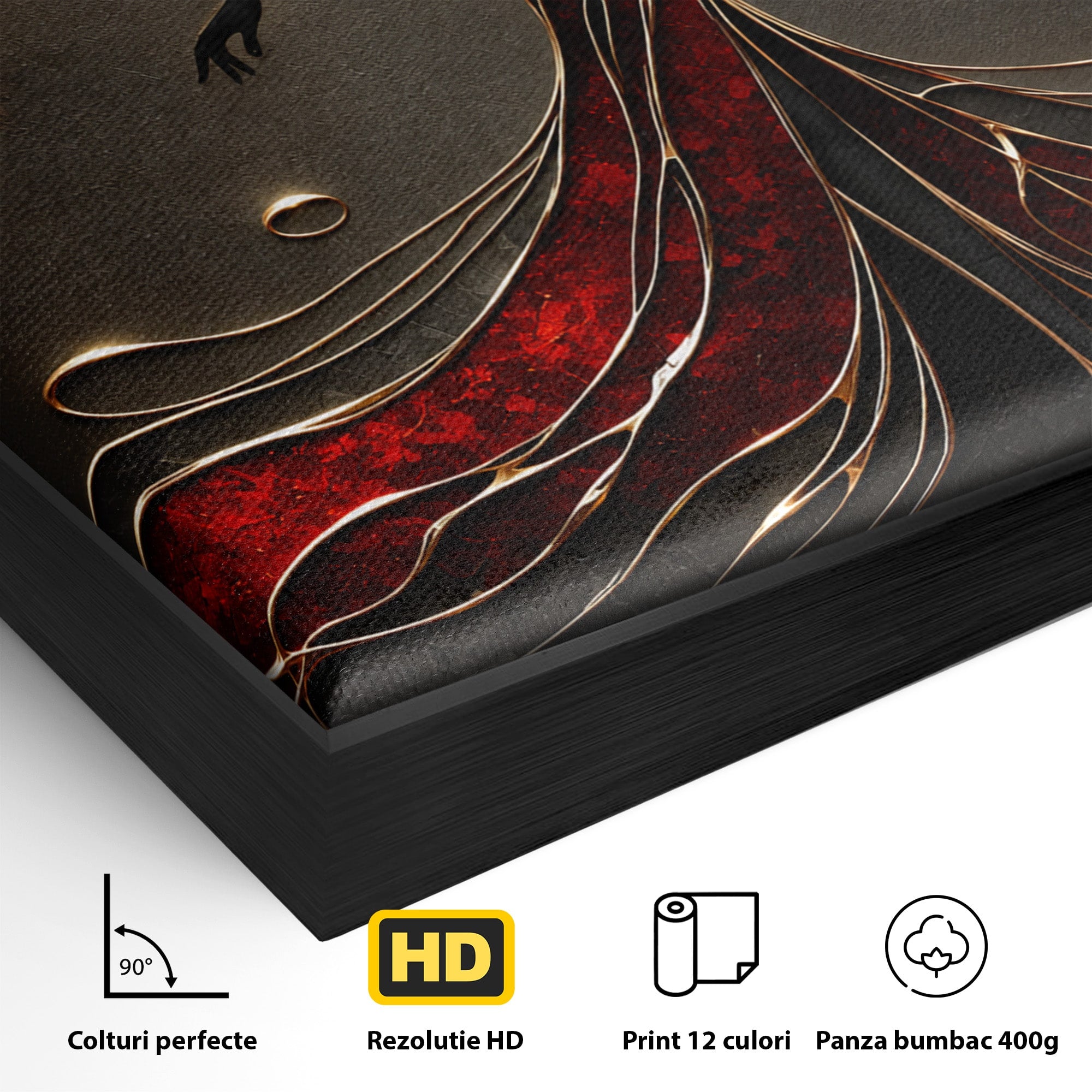 Tablou Canvas Premium LuxCanva® U1232, Dansatoare in Rosu, Femeie, Moda, Silhouette, Eleganta, Living, Culori Vibrante