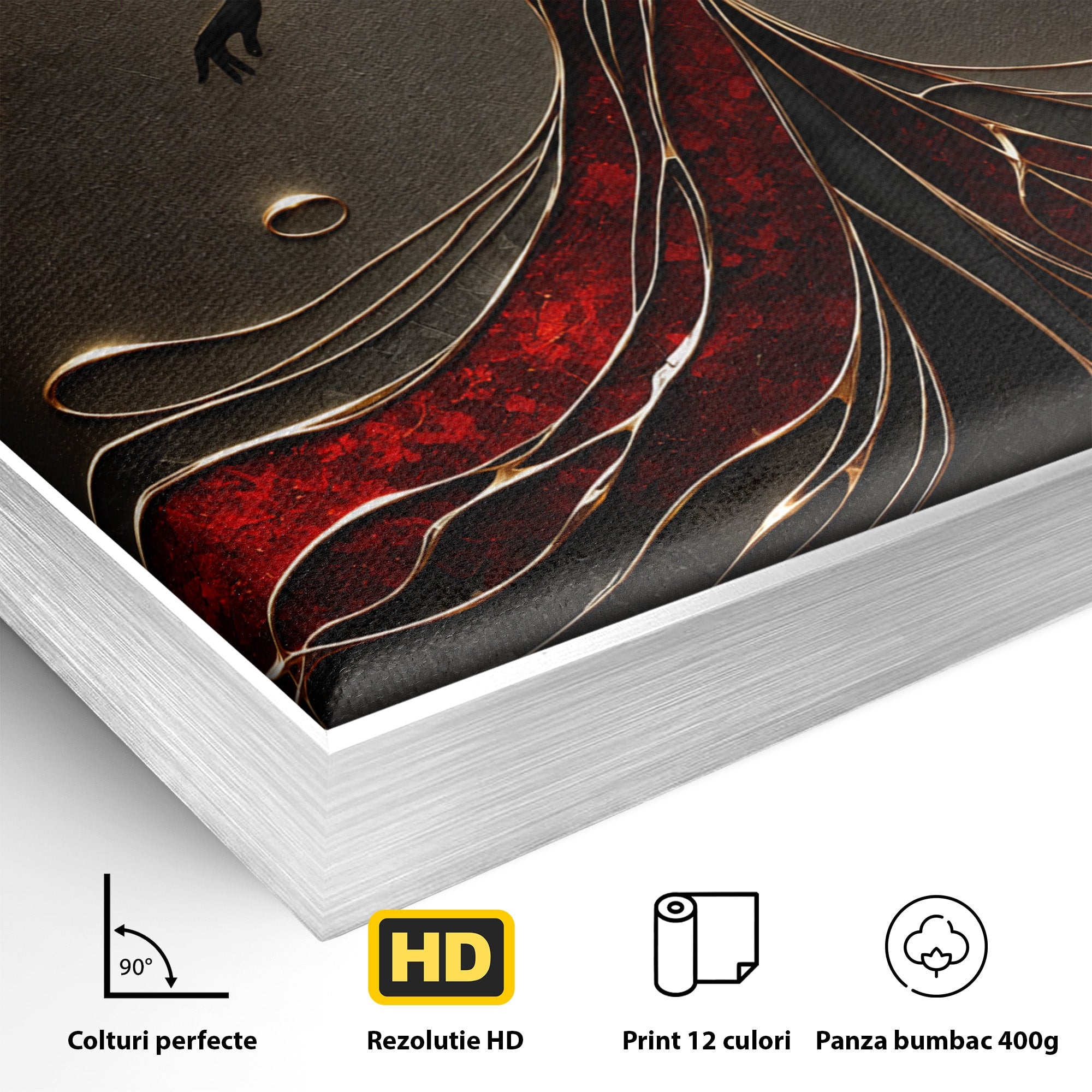 Tablou Canvas Premium LuxCanva® U1232, Dansatoare in Rosu, Femeie, Moda, Silhouette, Eleganta, Living, Culori Vibrante