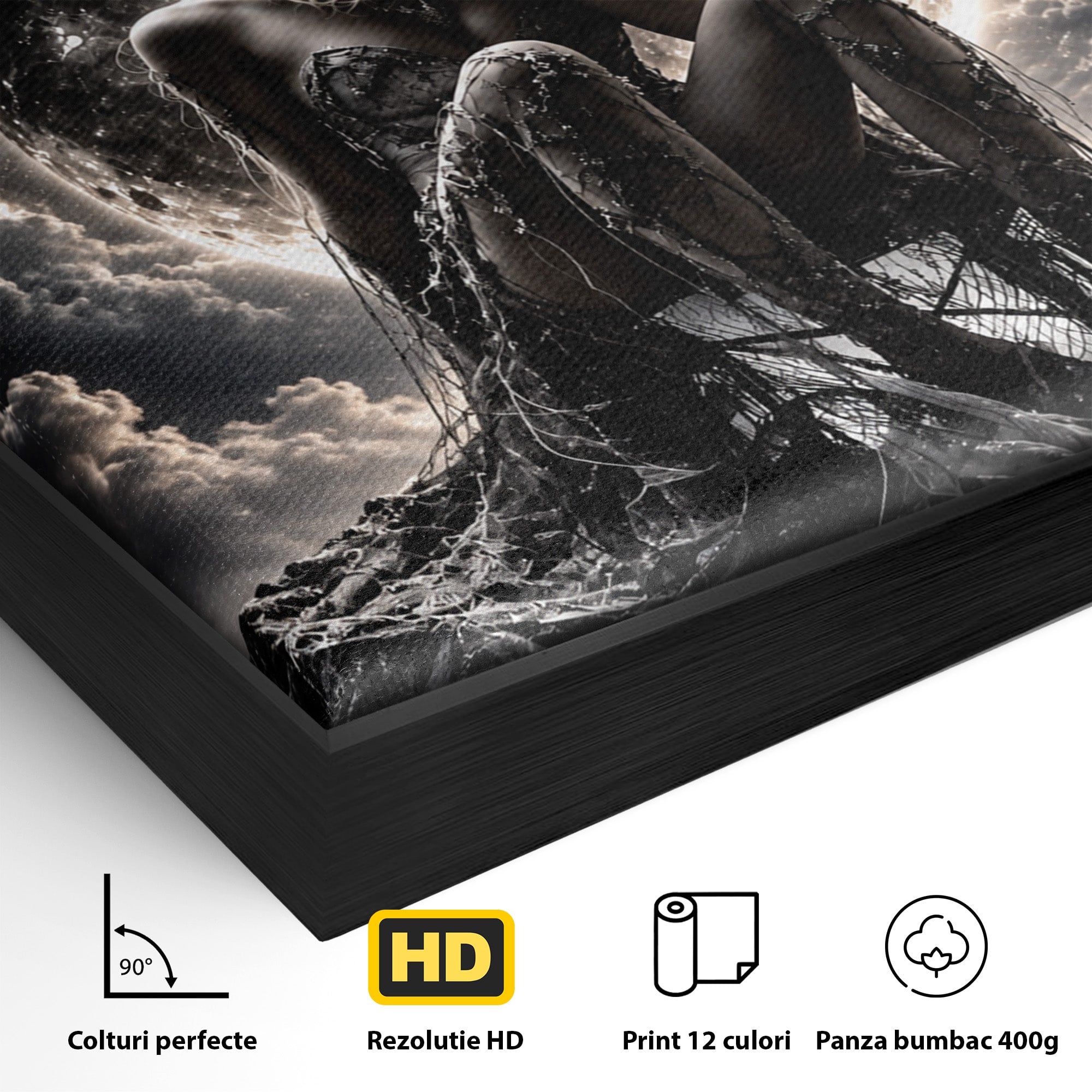 Tablou Canvas Premium LuxCanva® U1234, Luna Misterioasa, Luna, Femeie, Mister, Noapte, Dormitor, Culori Vibrante