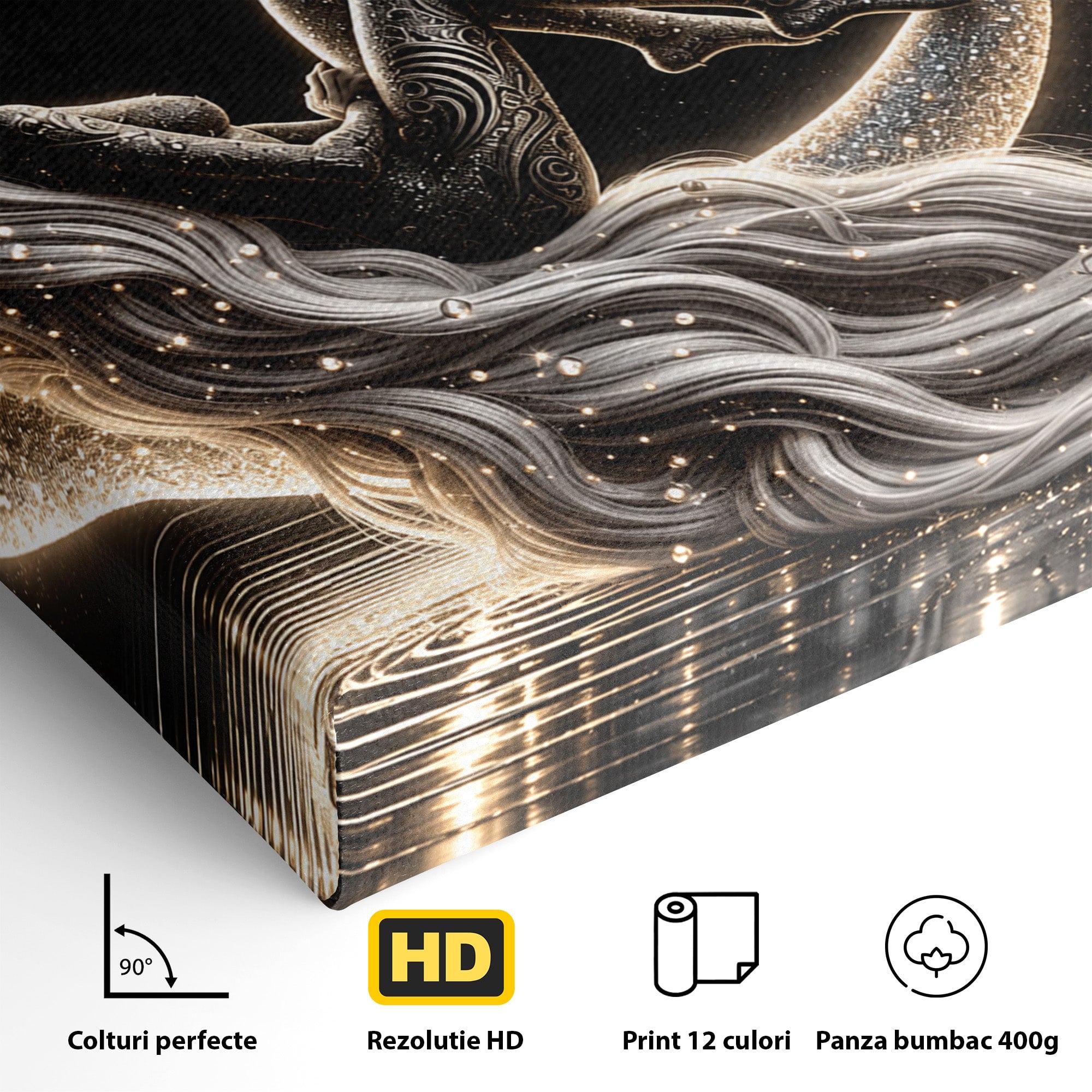 Tablou Canvas Premium LuxCanva® U1235, Visul Zeitei Nocturne, Luna, Noapte, Mister, Zeita, Dormitor, Culori Vibrante
