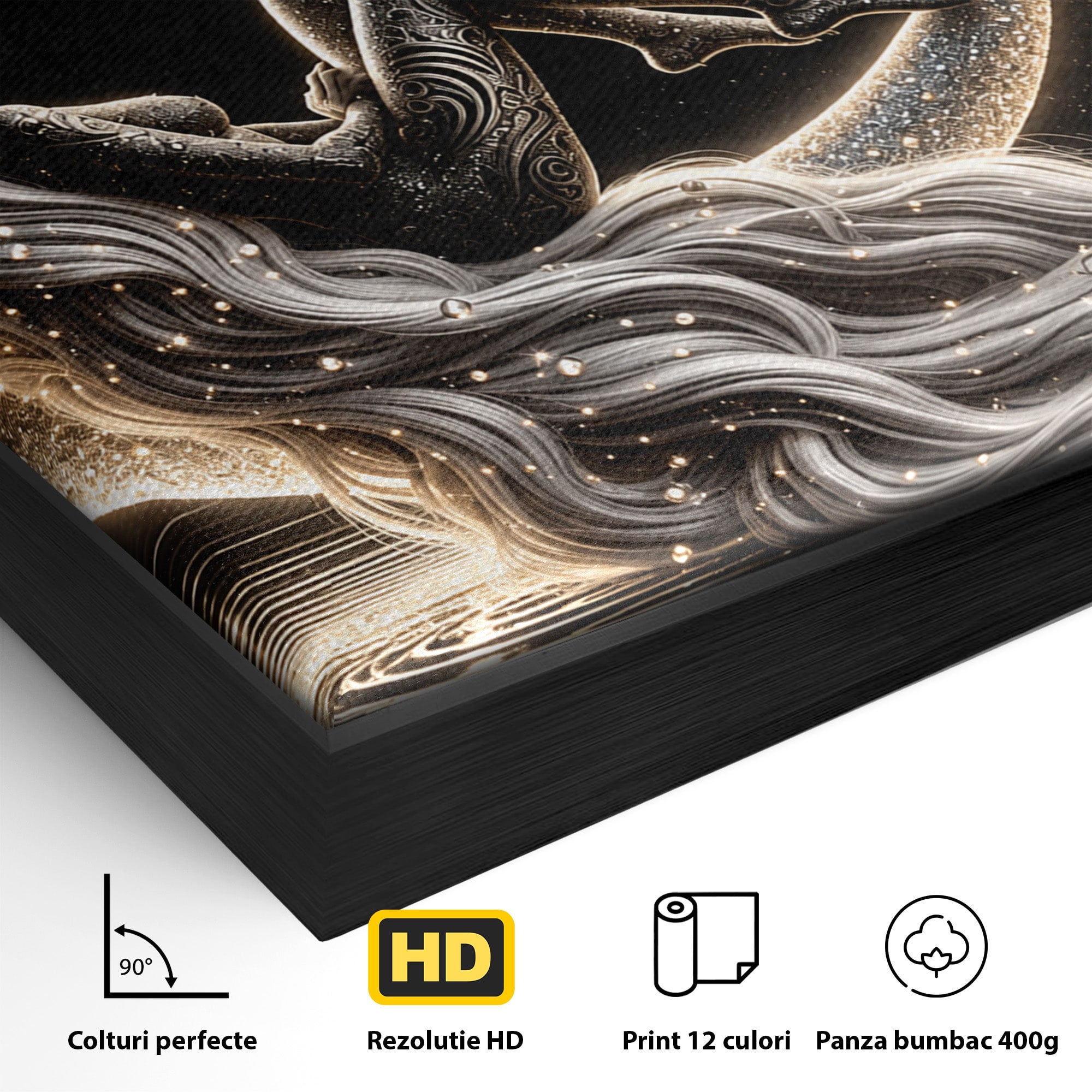 Tablou Canvas Premium LuxCanva® U1235, Visul Zeitei Nocturne, Luna, Noapte, Mister, Zeita, Dormitor, Culori Vibrante