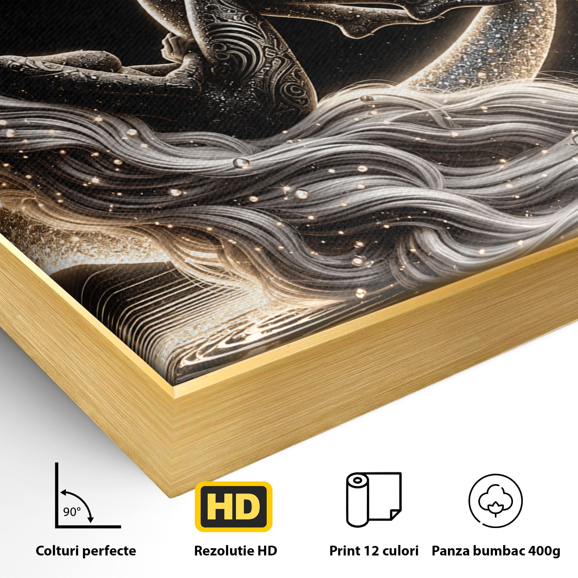 Tablou Canvas Premium LuxCanva® U1235, Visul Zeitei Nocturne, Luna, Noapte, Mister, Zeita, Dormitor, Culori Vibrante