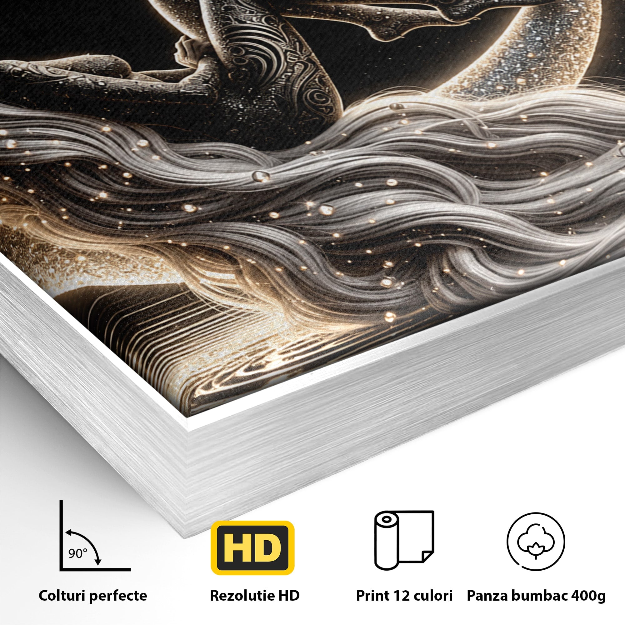 Tablou Canvas Premium LuxCanva® U1235, Visul Zeitei Nocturne, Luna, Noapte, Mister, Zeita, Dormitor, Culori Vibrante