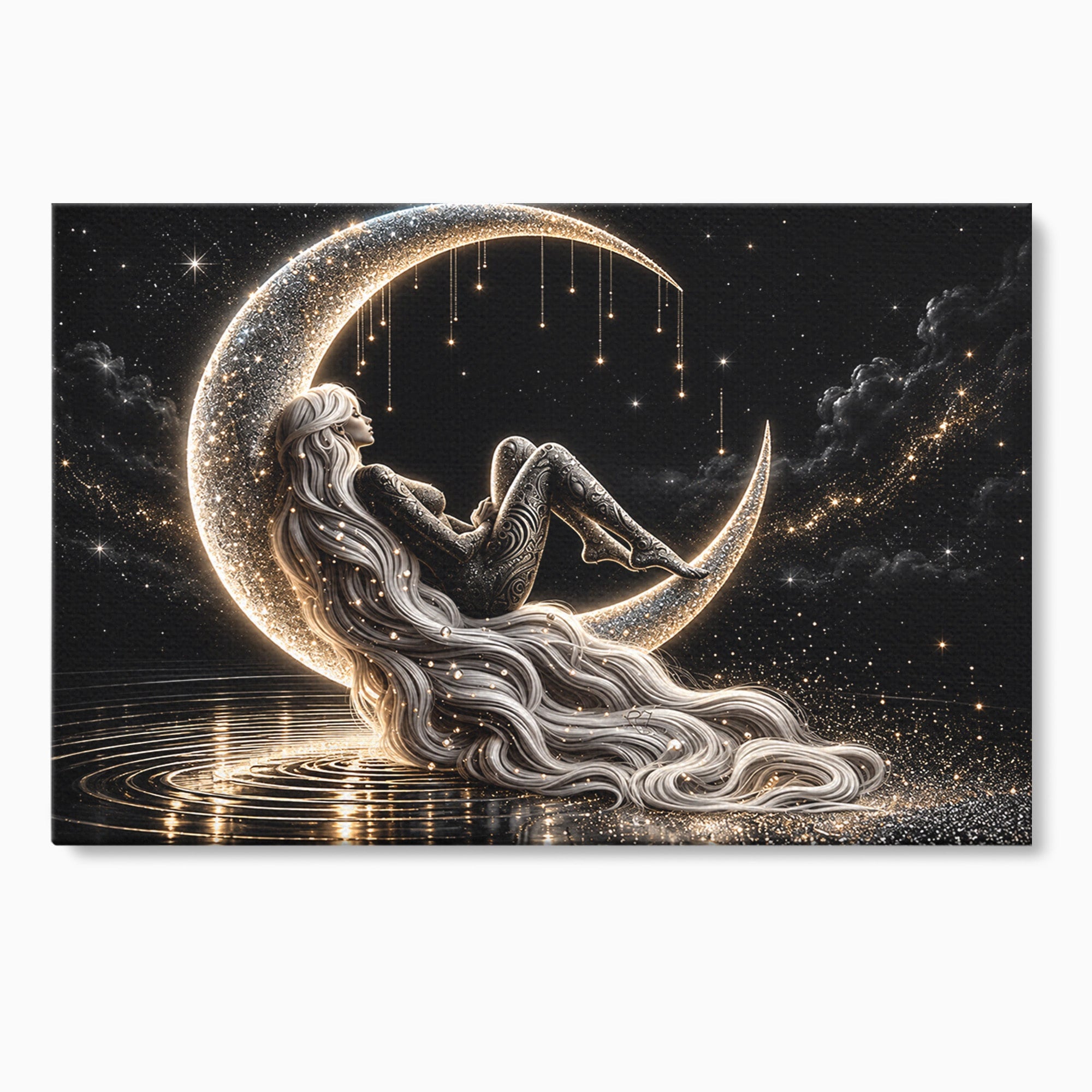 Tablou Canvas Premium LuxCanva® U1235, Visul Zeitei Nocturne, Luna, Noapte, Mister, Zeita, Dormitor, Culori Vibrante