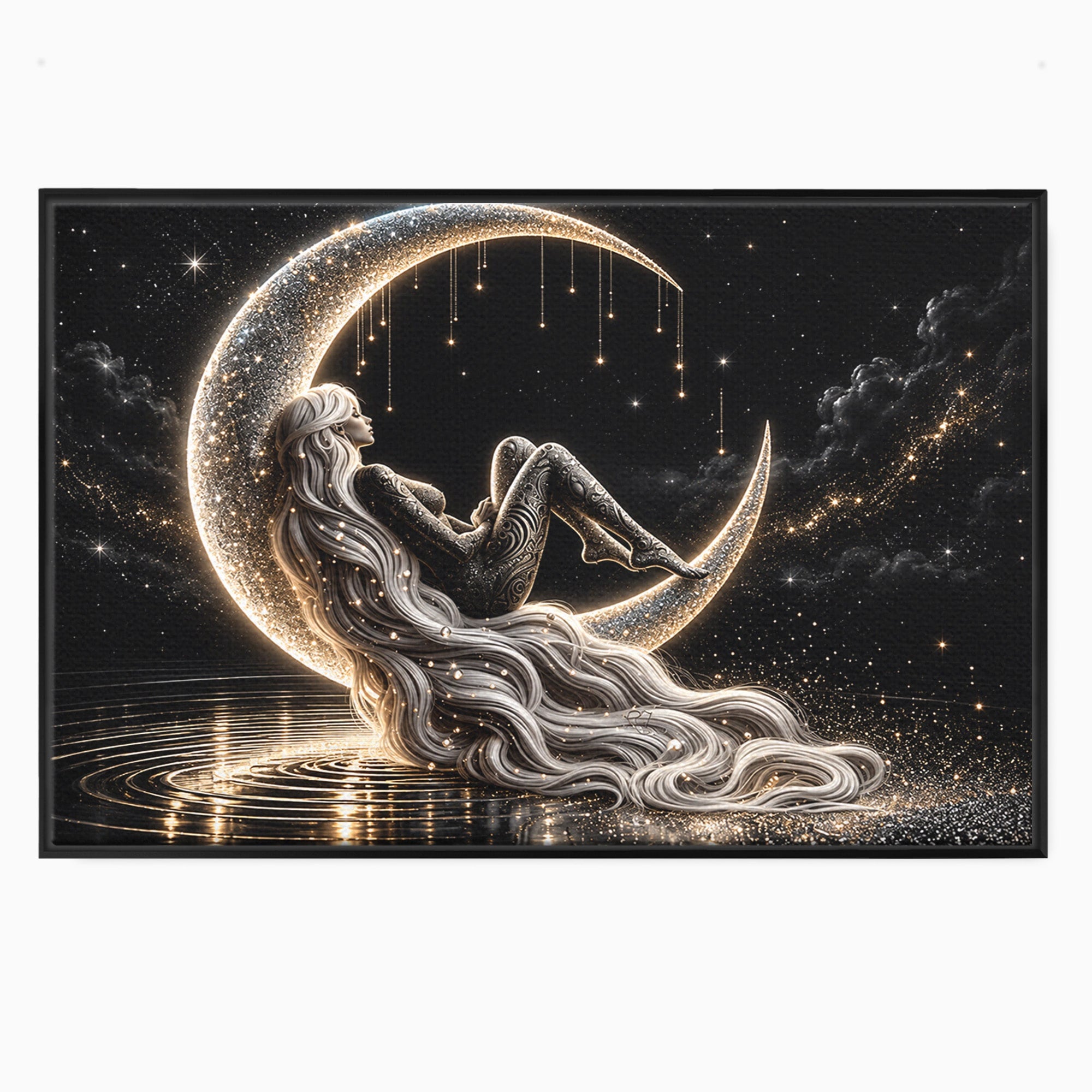 Tablou Canvas Premium LuxCanva® U1235, Visul Zeitei Nocturne, Luna, Noapte, Mister, Zeita, Dormitor, Culori Vibrante