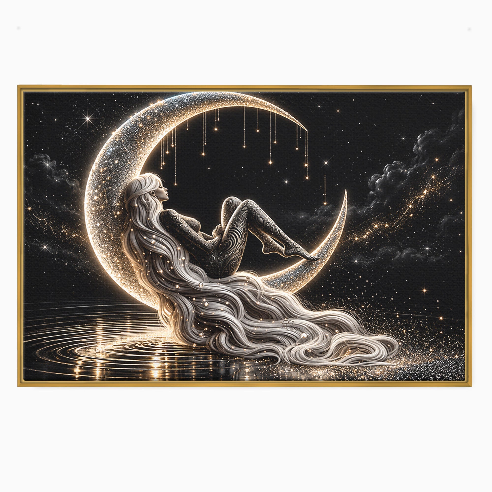 Tablou Canvas Premium LuxCanva® U1235, Visul Zeitei Nocturne, Luna, Noapte, Mister, Zeita, Dormitor, Culori Vibrante