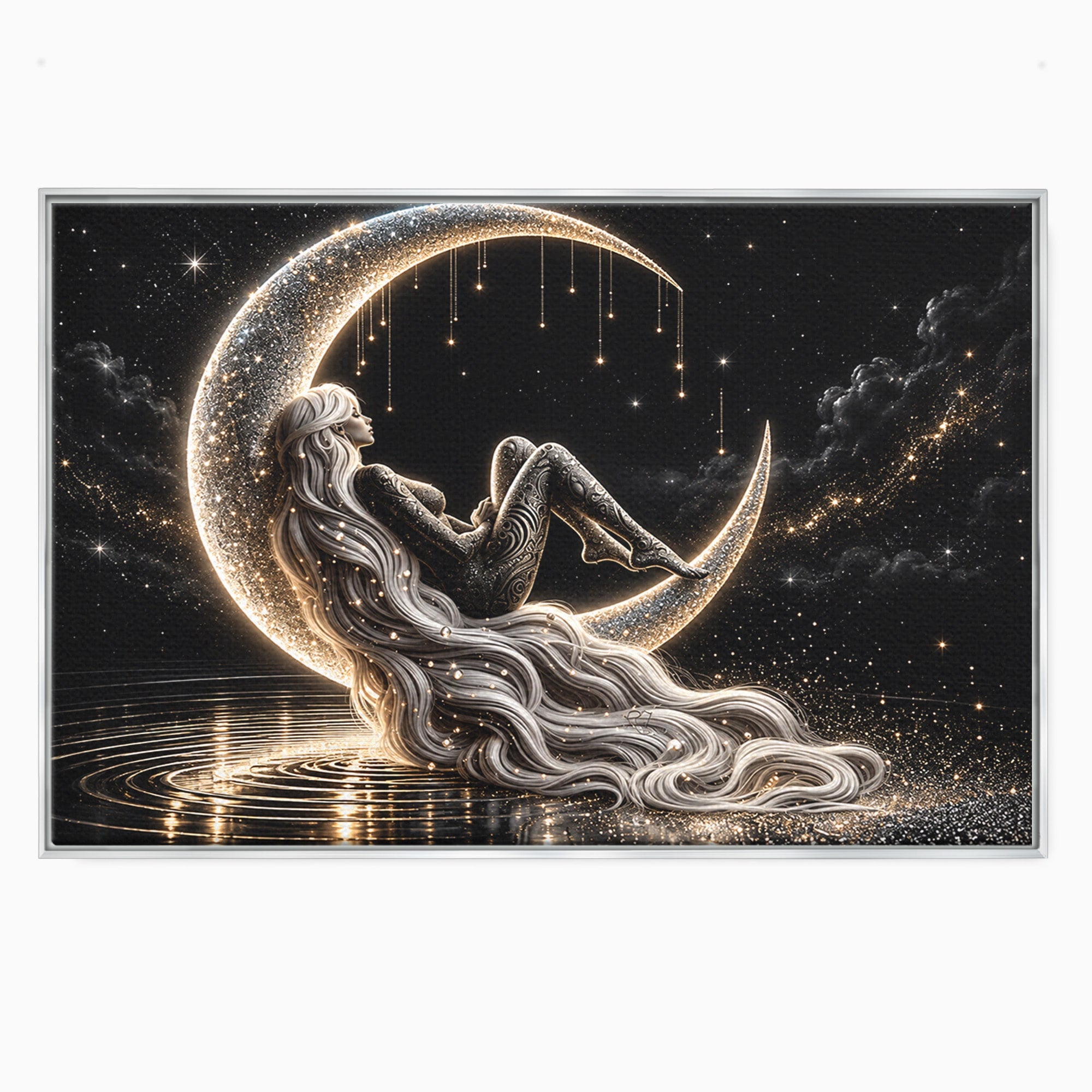Tablou Canvas Premium LuxCanva® U1235, Visul Zeitei Nocturne, Luna, Noapte, Mister, Zeita, Dormitor, Culori Vibrante