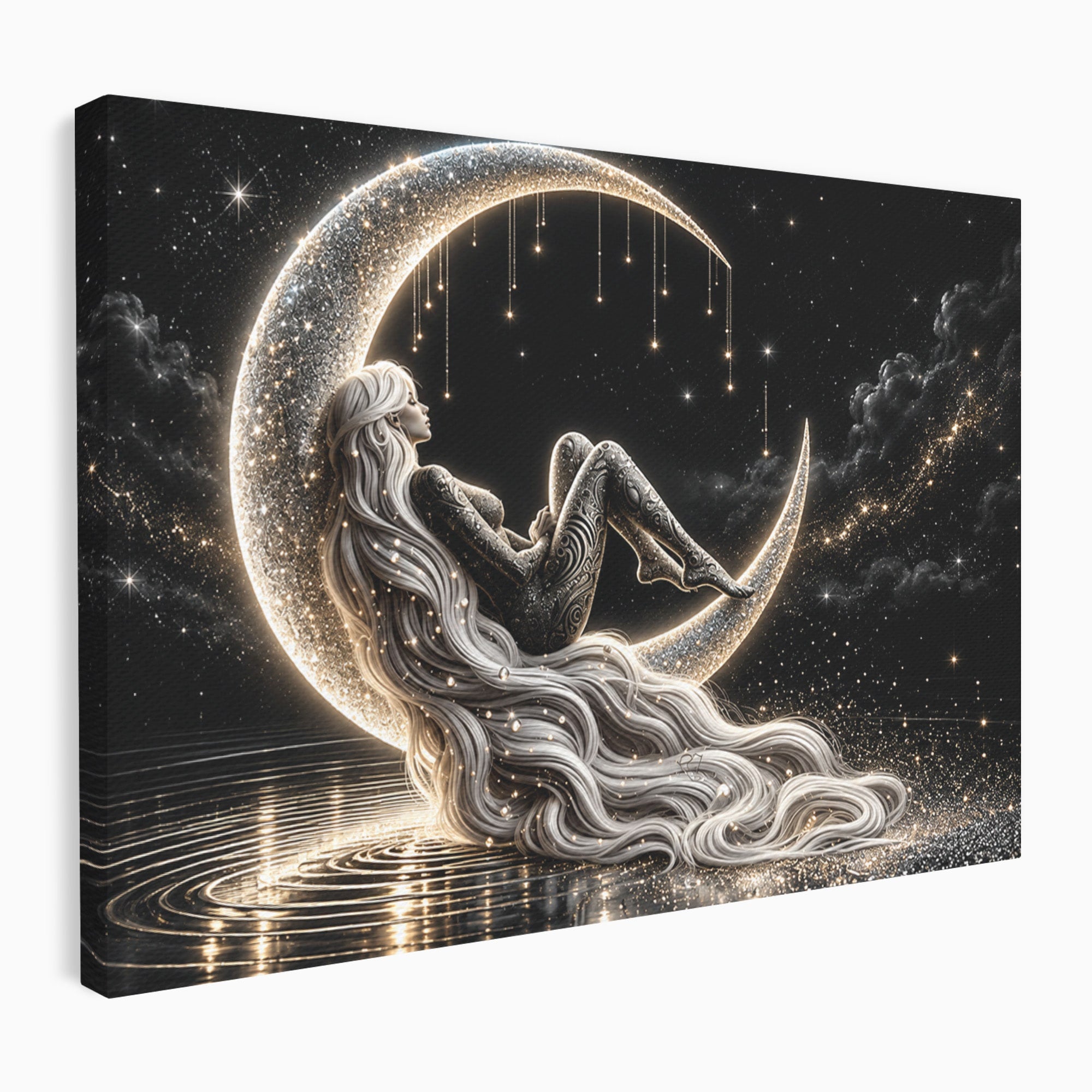 Tablou Canvas Premium LuxCanva® U1235, Visul Zeitei Nocturne, Luna, Noapte, Mister, Zeita, Dormitor, Culori Vibrante