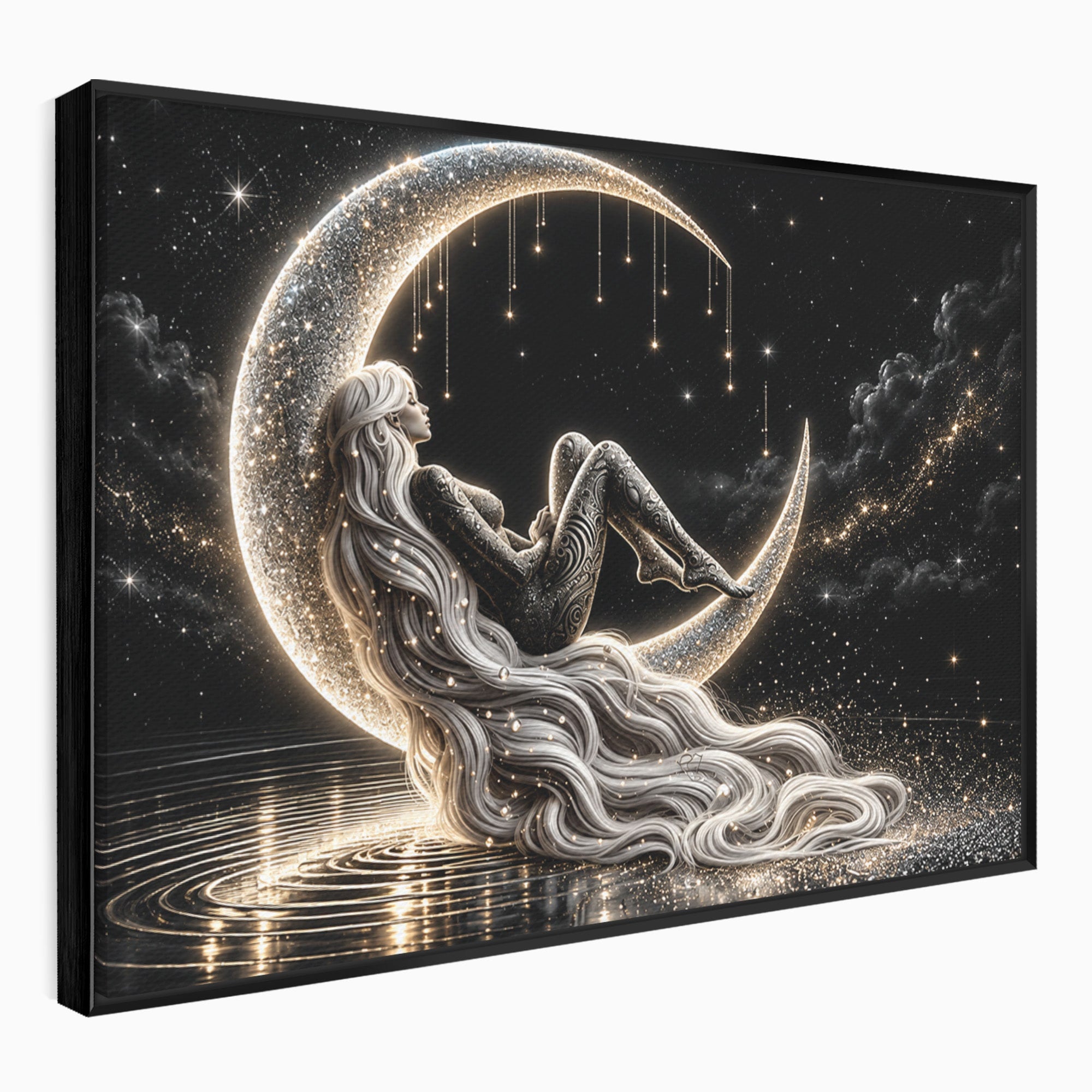 Tablou Canvas Premium LuxCanva® U1235, Visul Zeitei Nocturne, Luna, Noapte, Mister, Zeita, Dormitor, Culori Vibrante