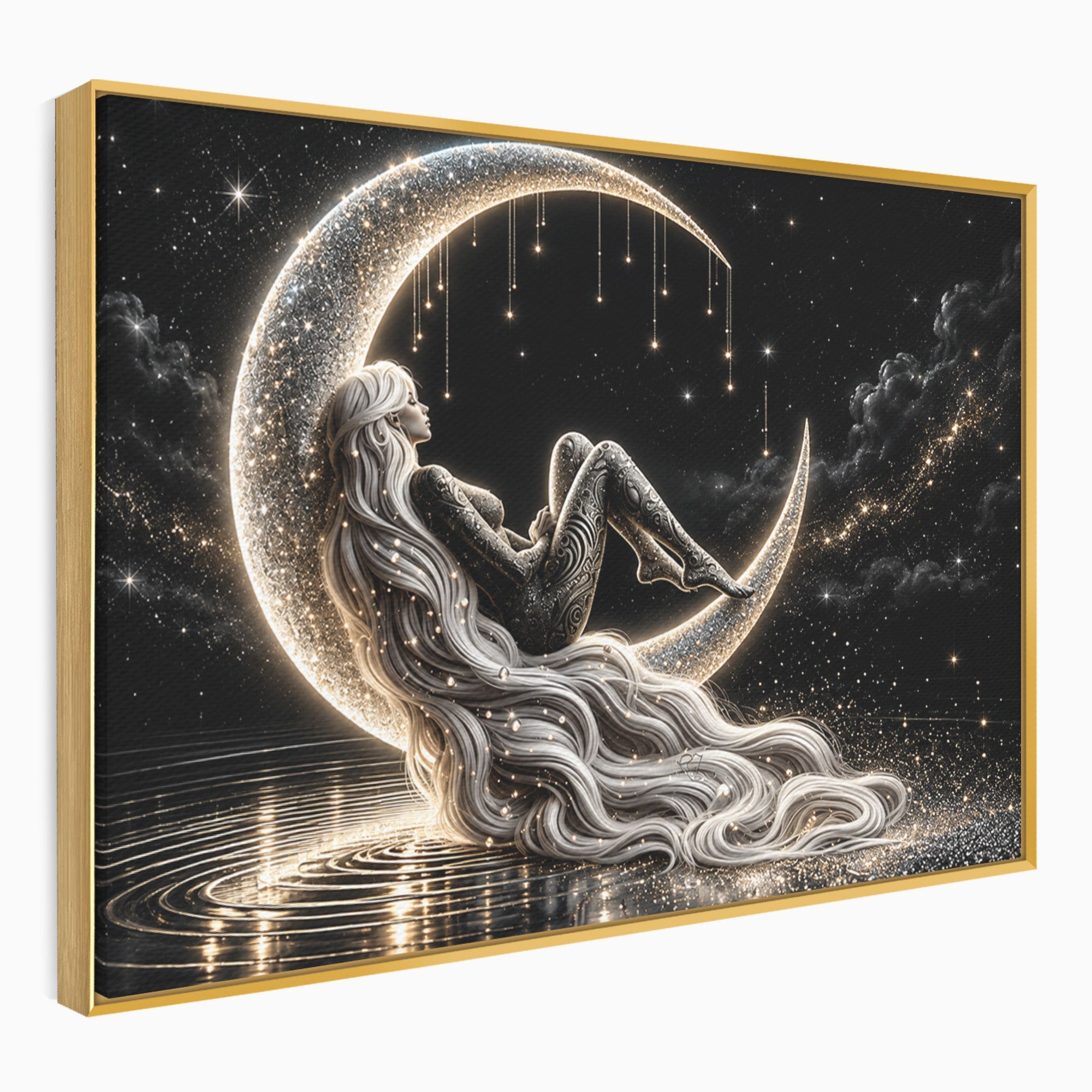 Tablou Canvas Premium LuxCanva® U1235, Visul Zeitei Nocturne, Luna, Noapte, Mister, Zeita, Dormitor, Culori Vibrante