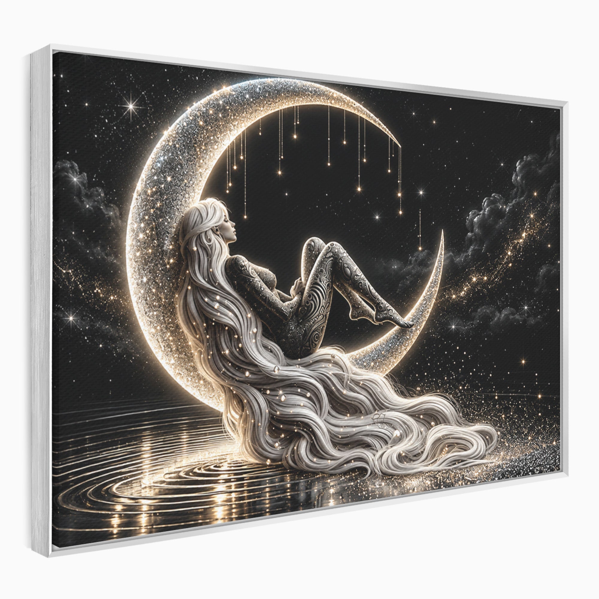 Tablou Canvas Premium LuxCanva® U1235, Visul Zeitei Nocturne, Luna, Noapte, Mister, Zeita, Dormitor, Culori Vibrante