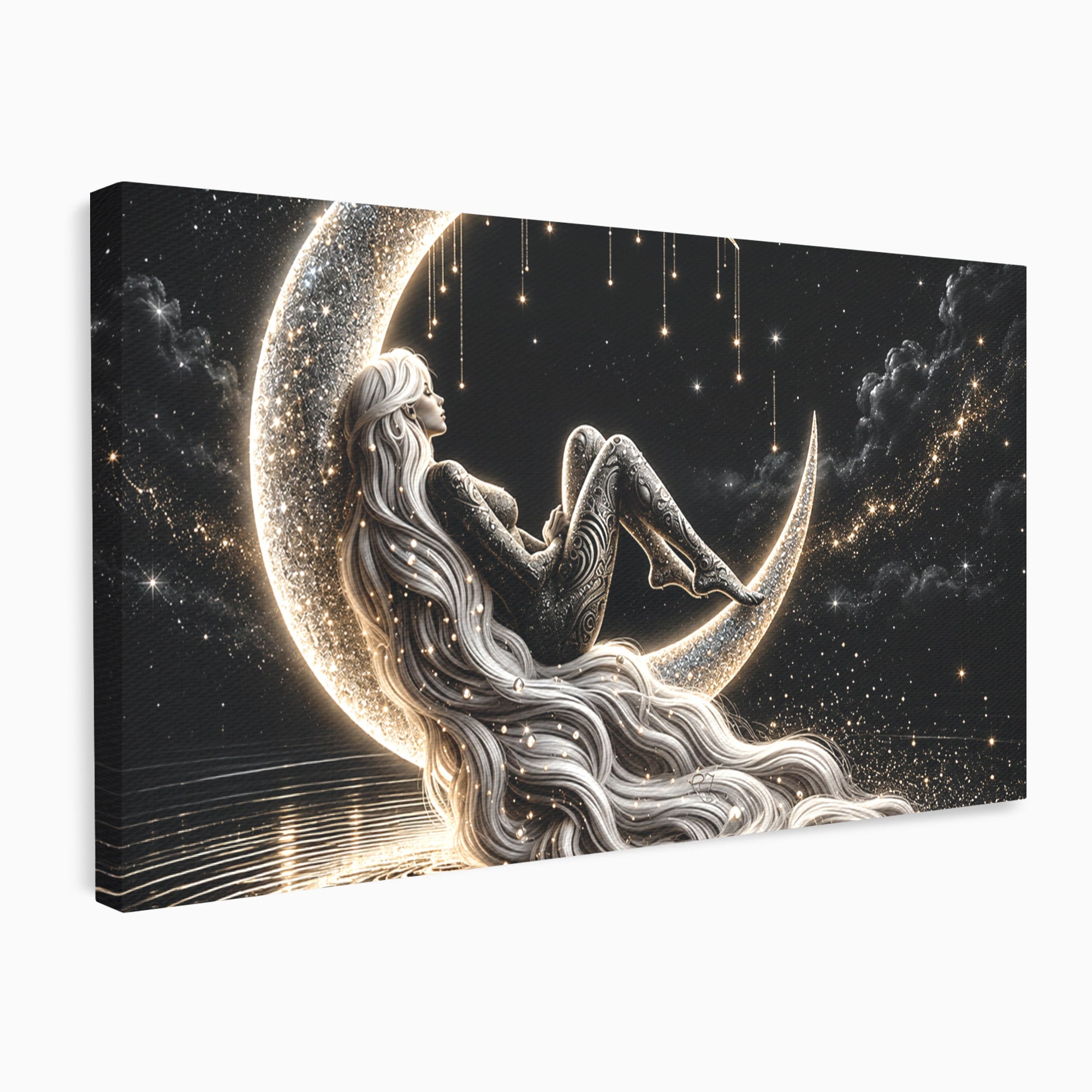 Tablou Canvas Premium LuxCanva® U1235, Visul Zeitei Nocturne, Luna, Noapte, Mister, Zeita, Dormitor, Culori Vibrante