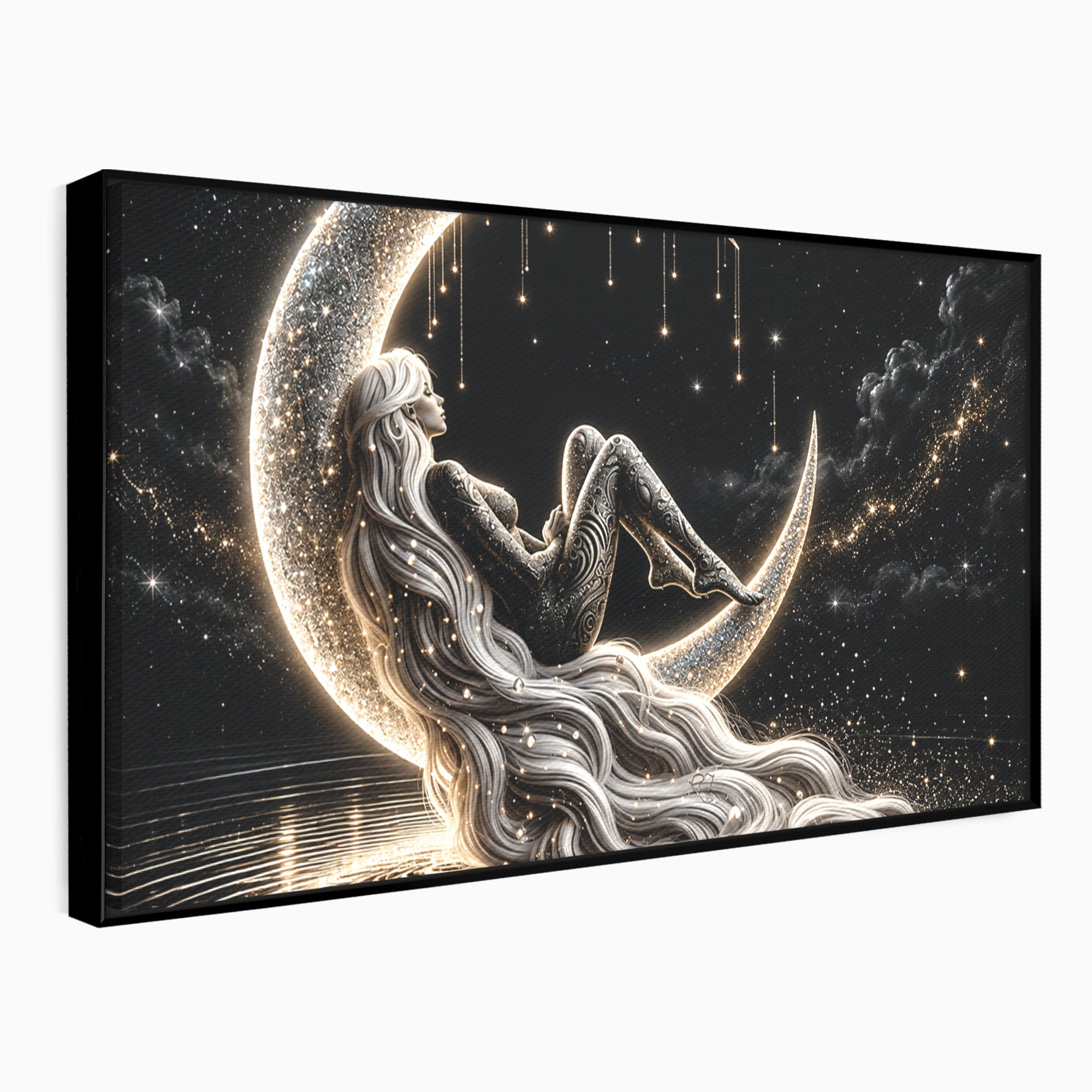Tablou Canvas Premium LuxCanva® U1235, Visul Zeitei Nocturne, Luna, Noapte, Mister, Zeita, Dormitor, Culori Vibrante