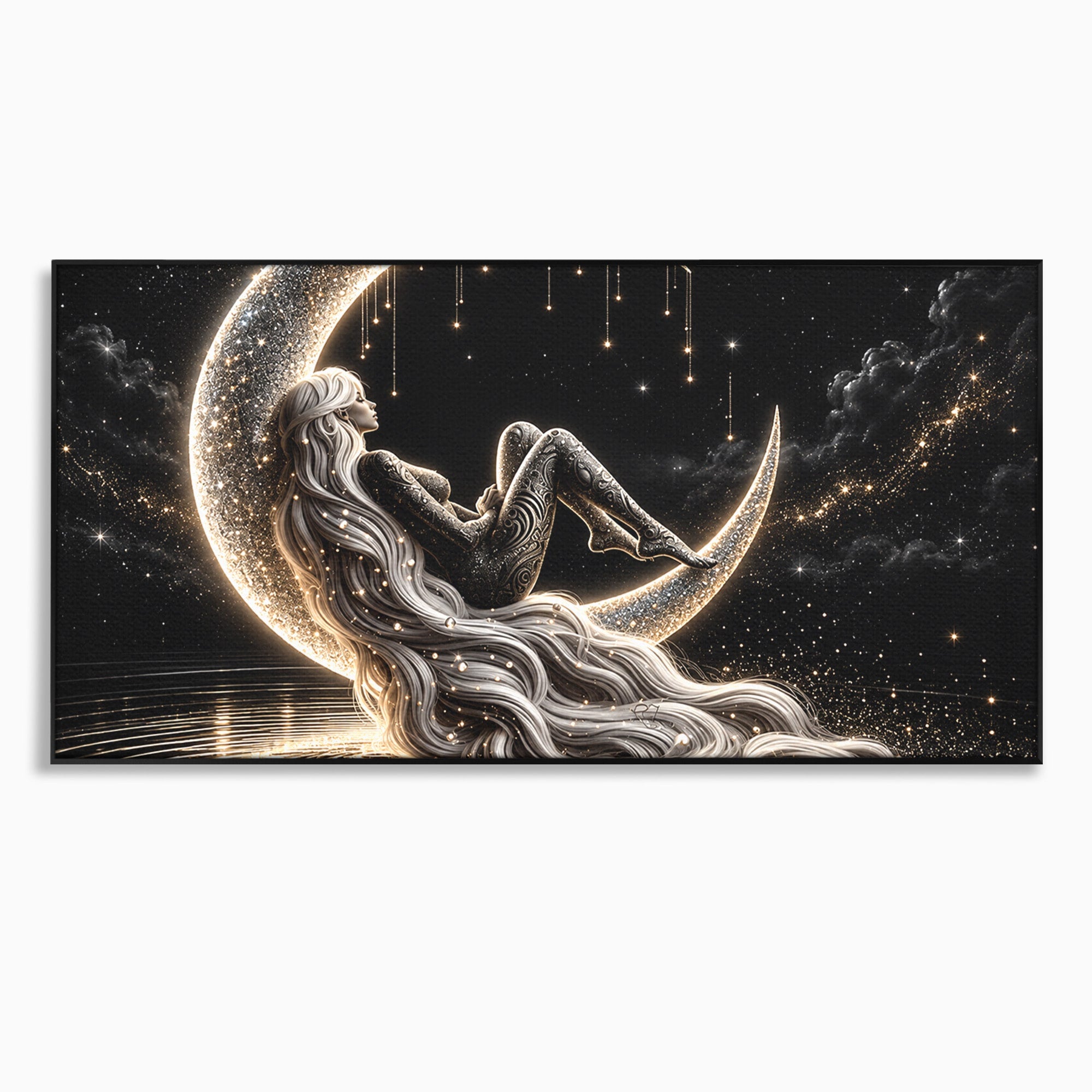 Tablou Canvas Premium LuxCanva® U1235, Visul Zeitei Nocturne, Luna, Noapte, Mister, Zeita, Dormitor, Culori Vibrante