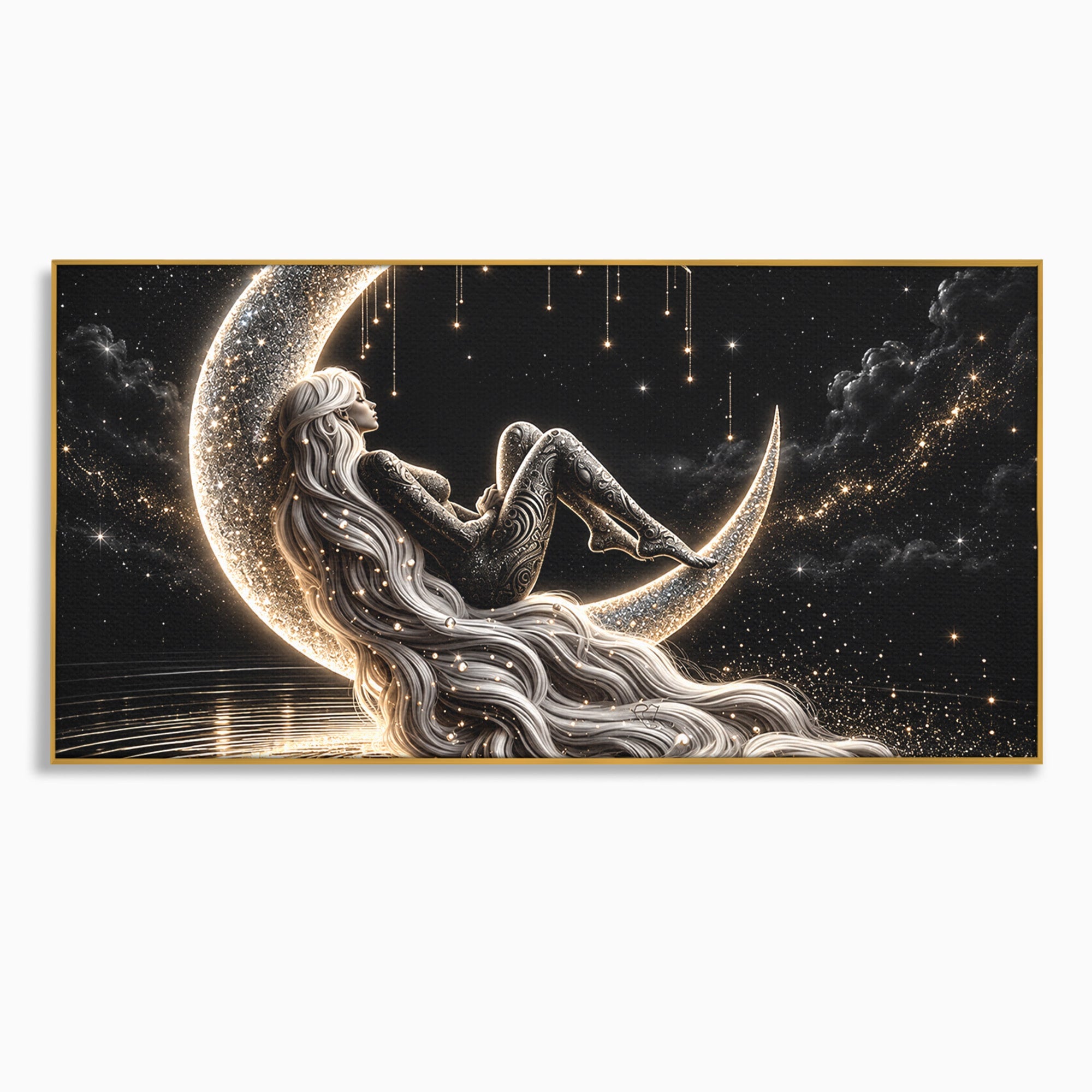 Tablou Canvas Premium LuxCanva® U1235, Visul Zeitei Nocturne, Luna, Noapte, Mister, Zeita, Dormitor, Culori Vibrante
