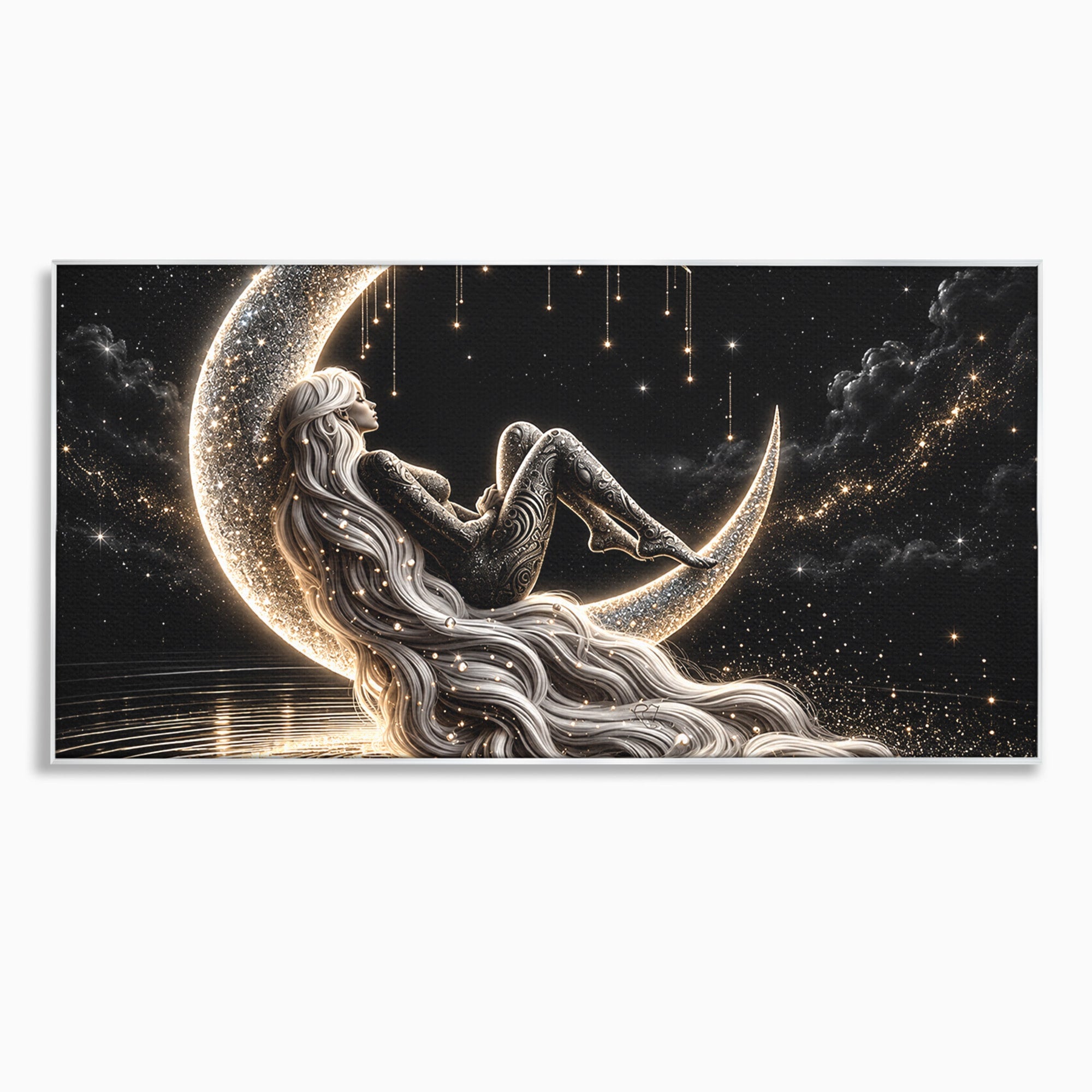 Tablou Canvas Premium LuxCanva® U1235, Visul Zeitei Nocturne, Luna, Noapte, Mister, Zeita, Dormitor, Culori Vibrante