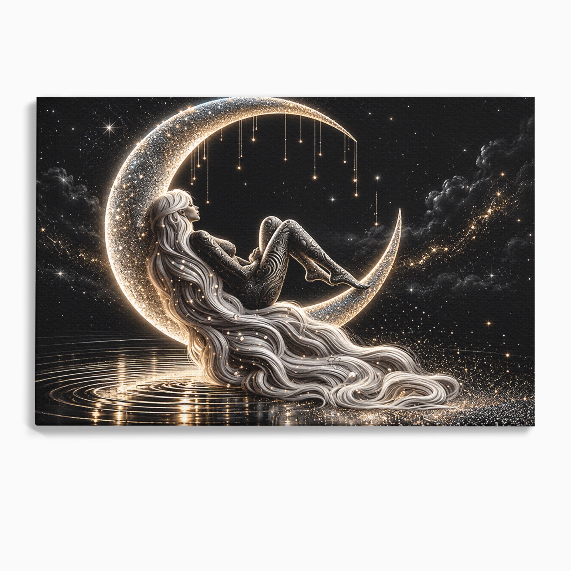 Tablou Canvas Premium LuxCanva® U1235, Visul Zeitei Nocturne, Luna, Noapte, Mister, Zeita, Dormitor, Culori Vibrante