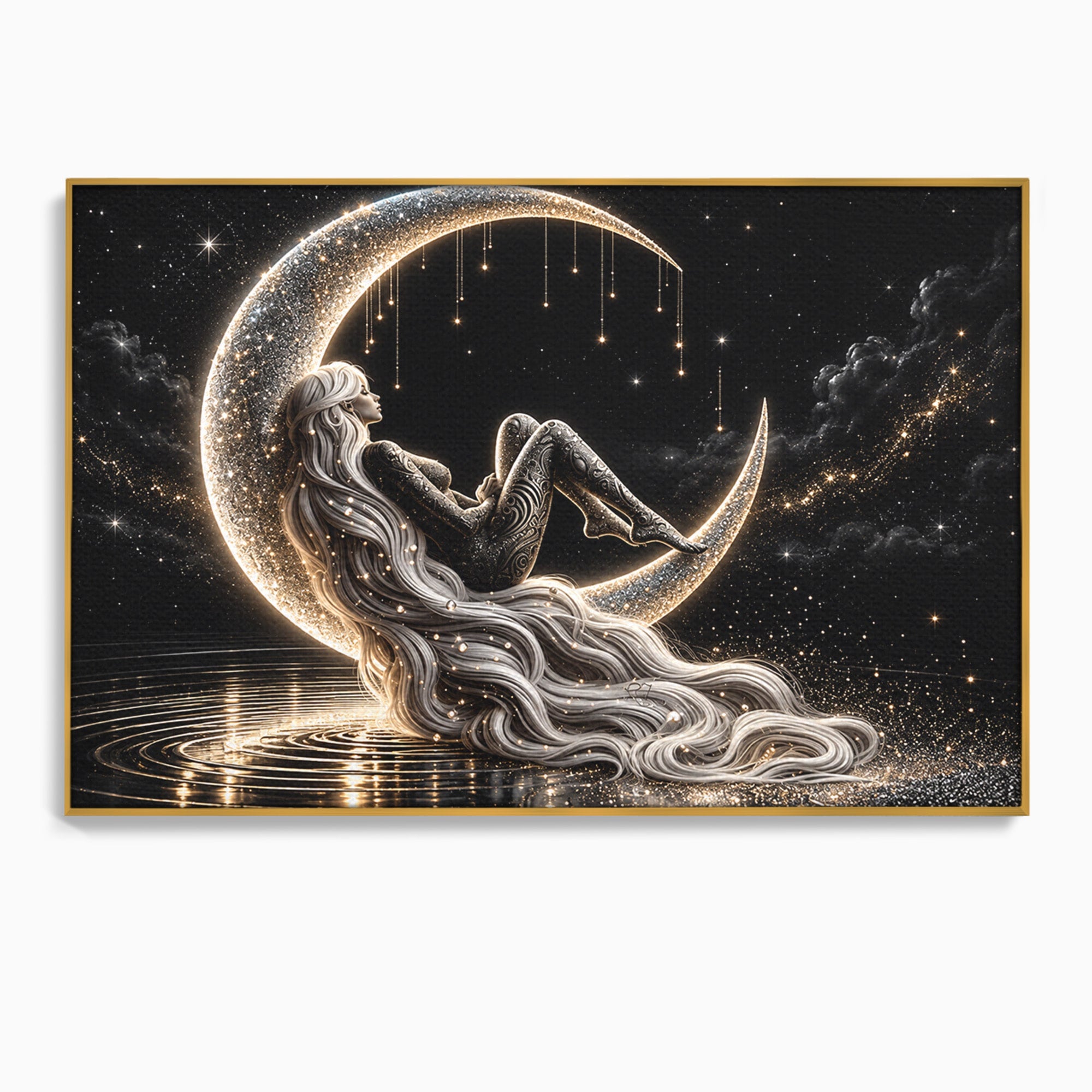 Tablou Canvas Premium LuxCanva® U1235, Visul Zeitei Nocturne, Luna, Noapte, Mister, Zeita, Dormitor, Culori Vibrante