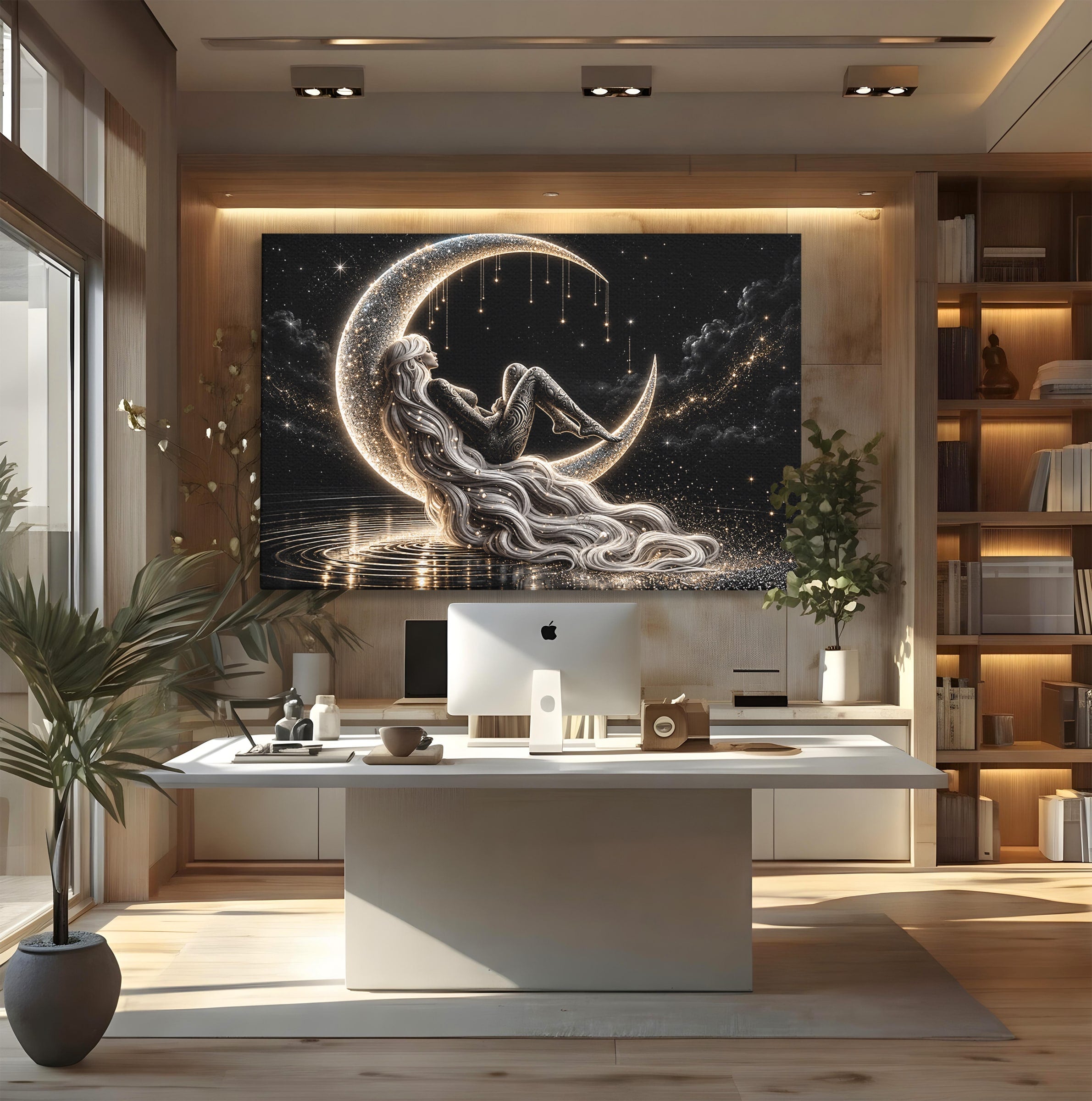 Tablou Canvas Premium LuxCanva® U1235, Visul Zeitei Nocturne, Luna, Noapte, Mister, Zeita, Dormitor, Culori Vibrante