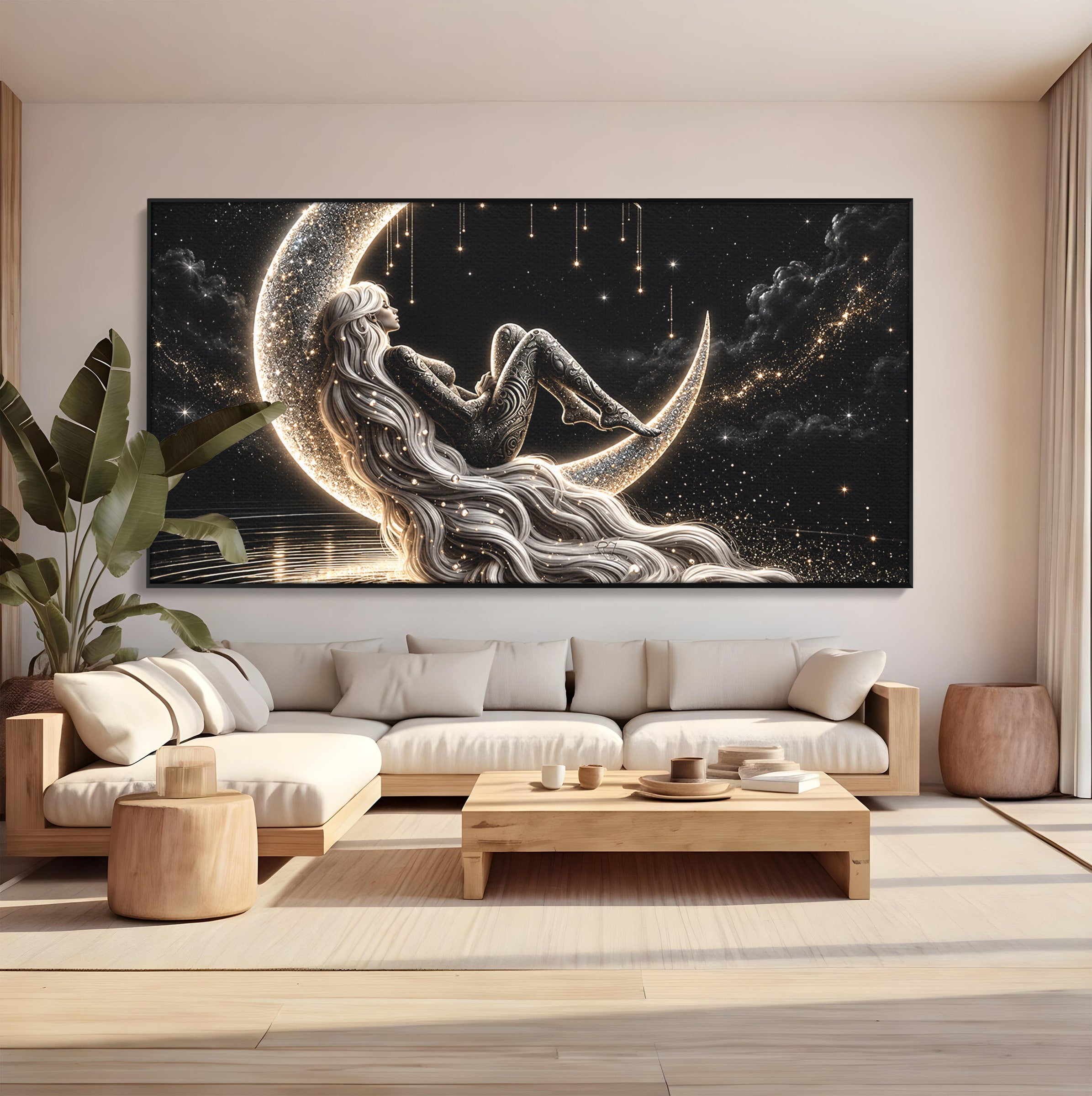 Tablou Canvas Premium LuxCanva® U1235, Visul Zeitei Nocturne, Luna, Noapte, Mister, Zeita, Dormitor, Culori Vibrante