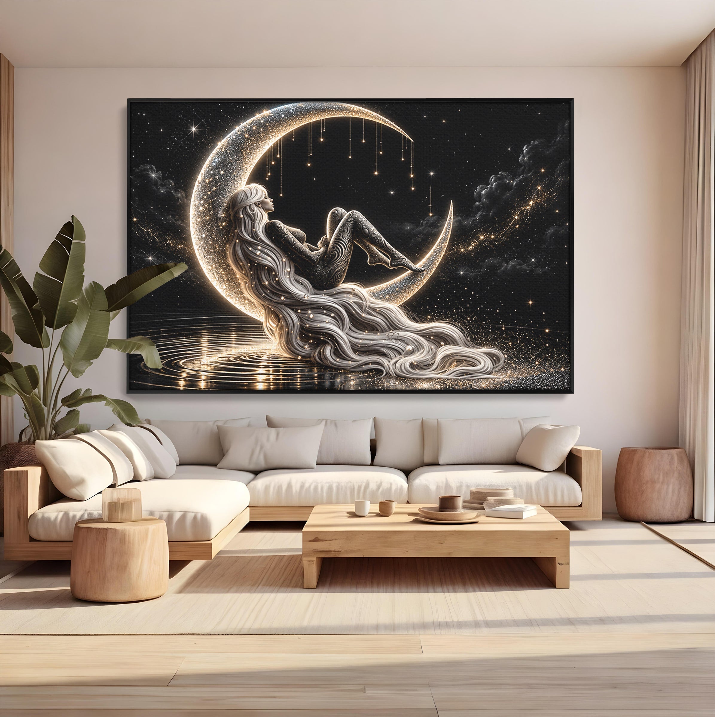 Tablou Canvas Premium LuxCanva® U1235, Visul Zeitei Nocturne, Luna, Noapte, Mister, Zeita, Dormitor, Culori Vibrante