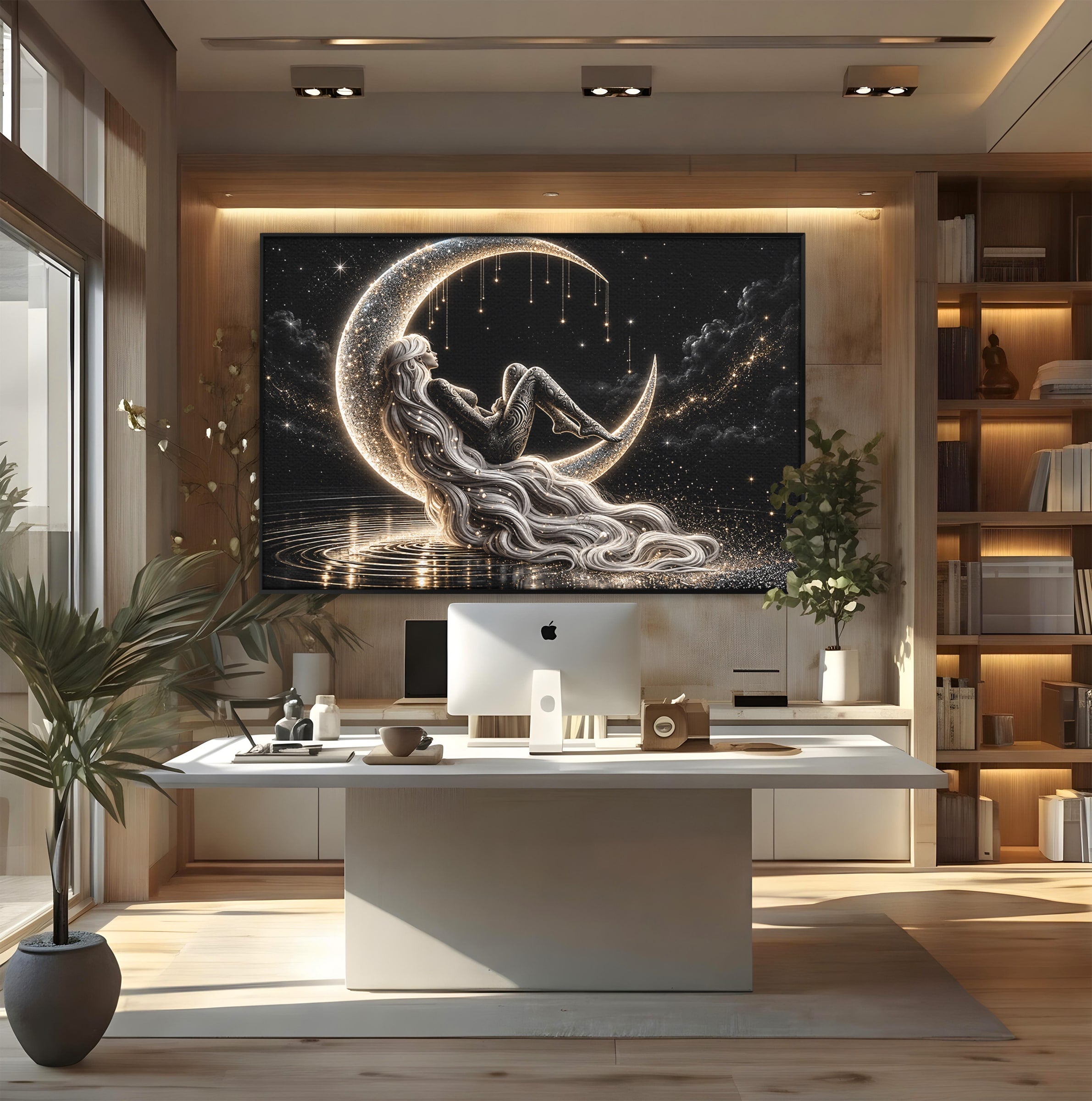 Tablou Canvas Premium LuxCanva® U1235, Visul Zeitei Nocturne, Luna, Noapte, Mister, Zeita, Dormitor, Culori Vibrante