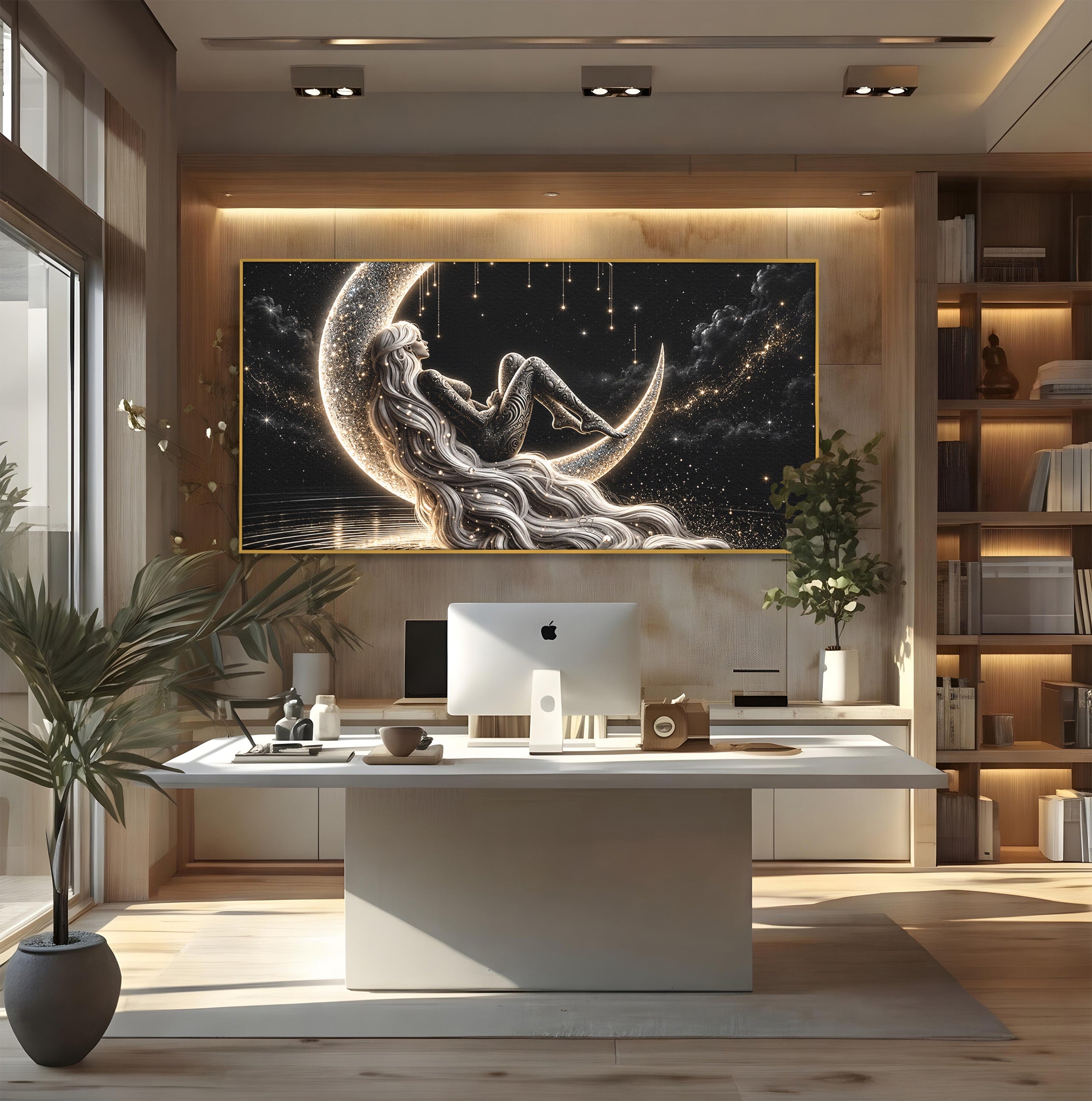 Tablou Canvas Premium LuxCanva® U1235, Visul Zeitei Nocturne, Luna, Noapte, Mister, Zeita, Dormitor, Culori Vibrante