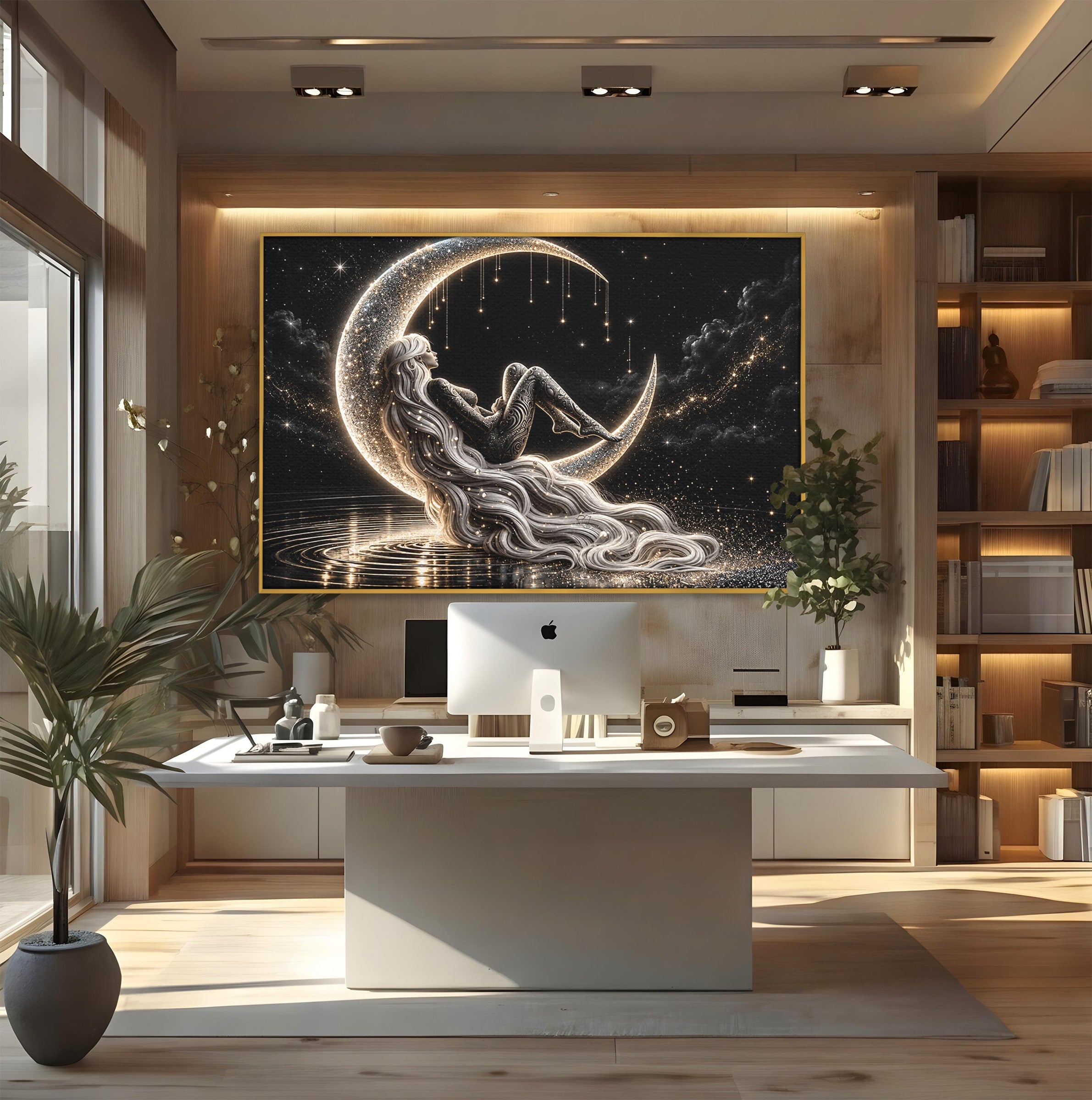 Tablou Canvas Premium LuxCanva® U1235, Visul Zeitei Nocturne, Luna, Noapte, Mister, Zeita, Dormitor, Culori Vibrante