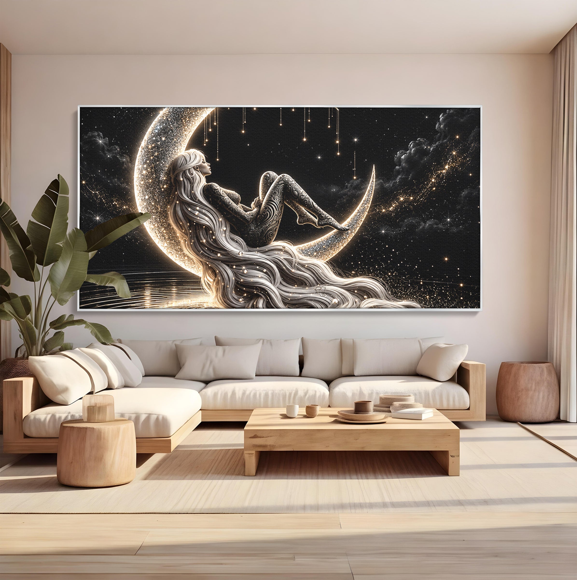 Tablou Canvas Premium LuxCanva® U1235, Visul Zeitei Nocturne, Luna, Noapte, Mister, Zeita, Dormitor, Culori Vibrante